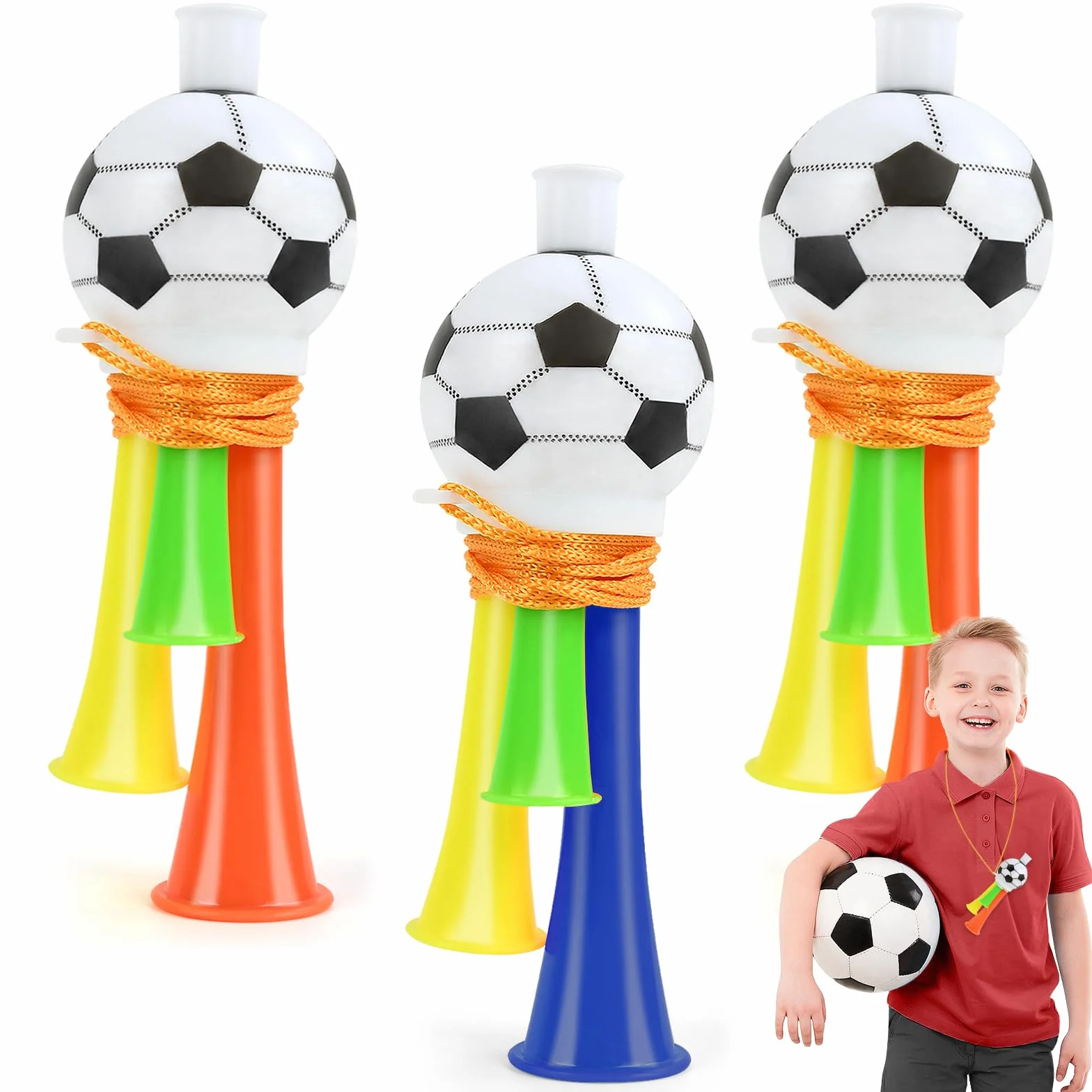 Trompette de Football 3 Pièces Corne Klaxon Plastique Enfants Fête 13cm