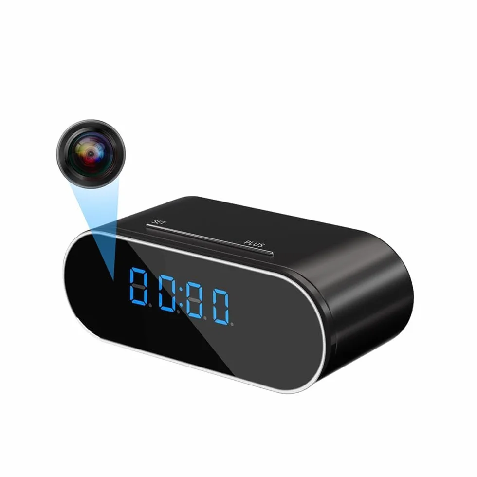Caméra de Surveillance WiFi Intérieure 1080P Mini Espion Sans Fil Vision Nocturne Détecteur de Mouvement Noir