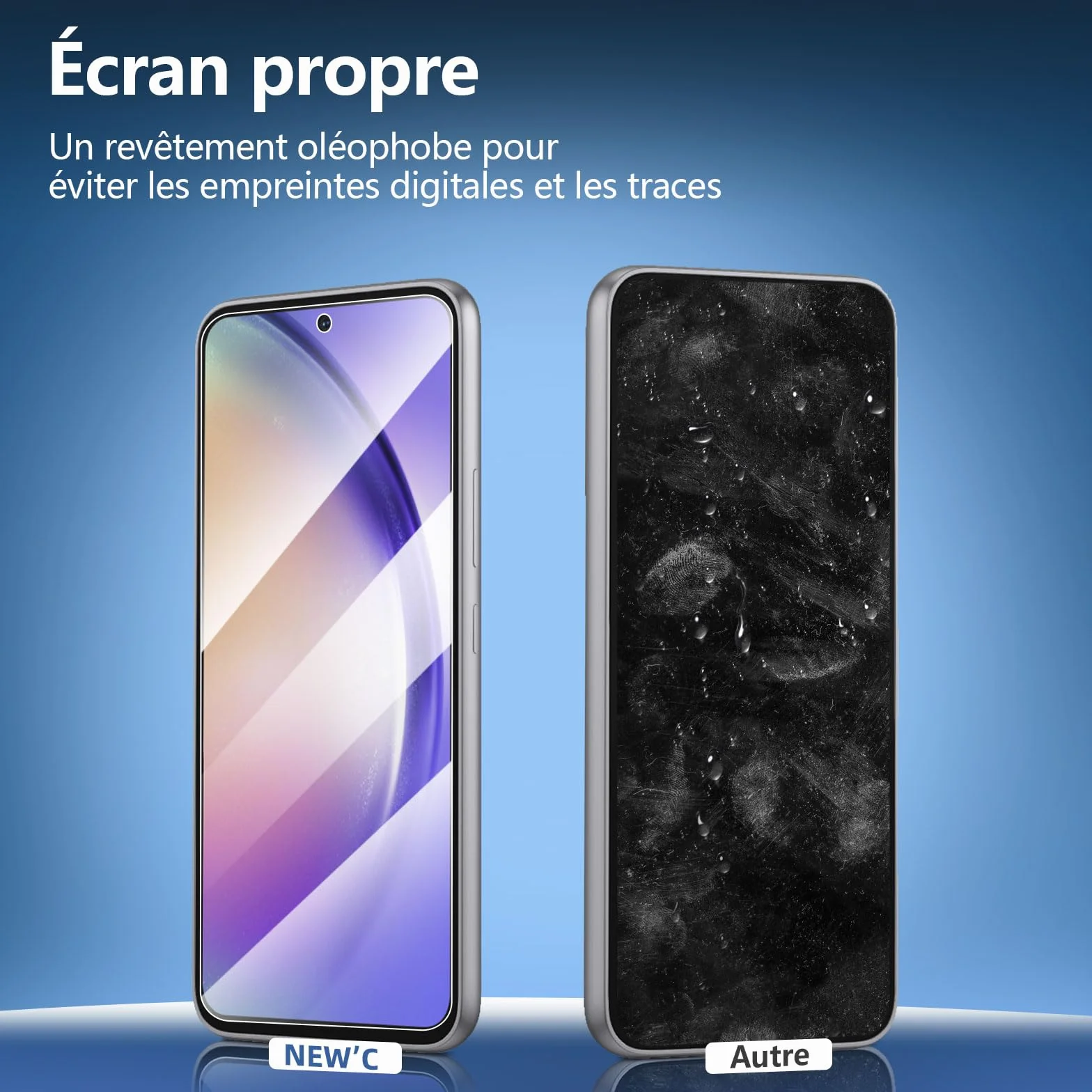 NEW'C Lot de 3, Verre Trempé pour Samsung Galaxy A54 5G, Film Protection écran efficace contre les Rayures - sans Bulles - Ultra Résistant (0,33mm HD Ultra Transparent) Dureté 9H Glass