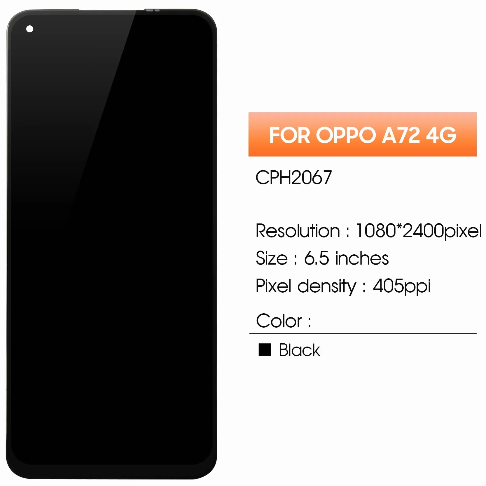 AGCUT LCD pour Oppo A72 4G / A52 4G Écran de Rechange pour Oppo A72 4G CPH2067 Display Ecran Replacement Numériseur Vitre Écran Tactile Digitizer Panneau Assemblé De Réparation, Nior
