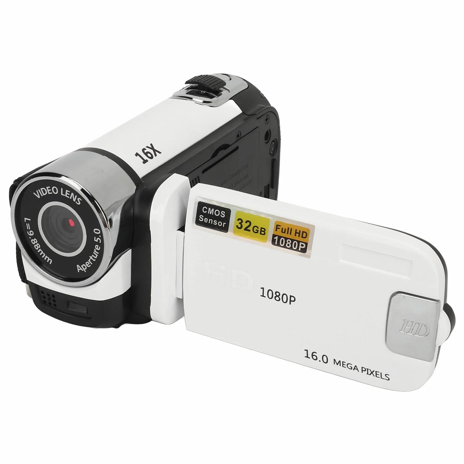 Caméra Numérique Portable 2,4 Pouces 16MP Caméscope HD 16x Zoom avec Lumière de Remplissage
