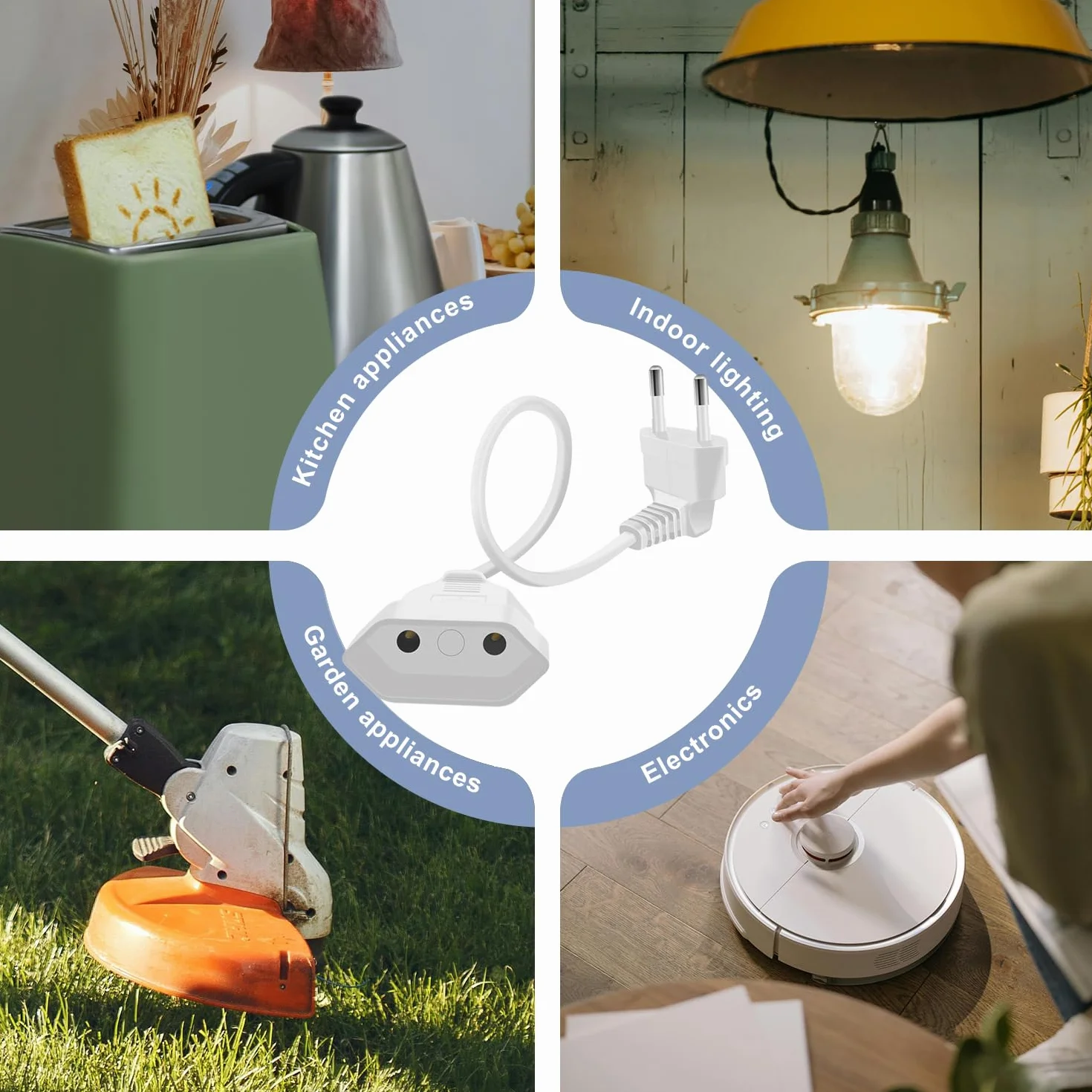 Rallonge d'alimentation Euro 2.5A 250V 625W Câble d'extension Blanc 0.3m