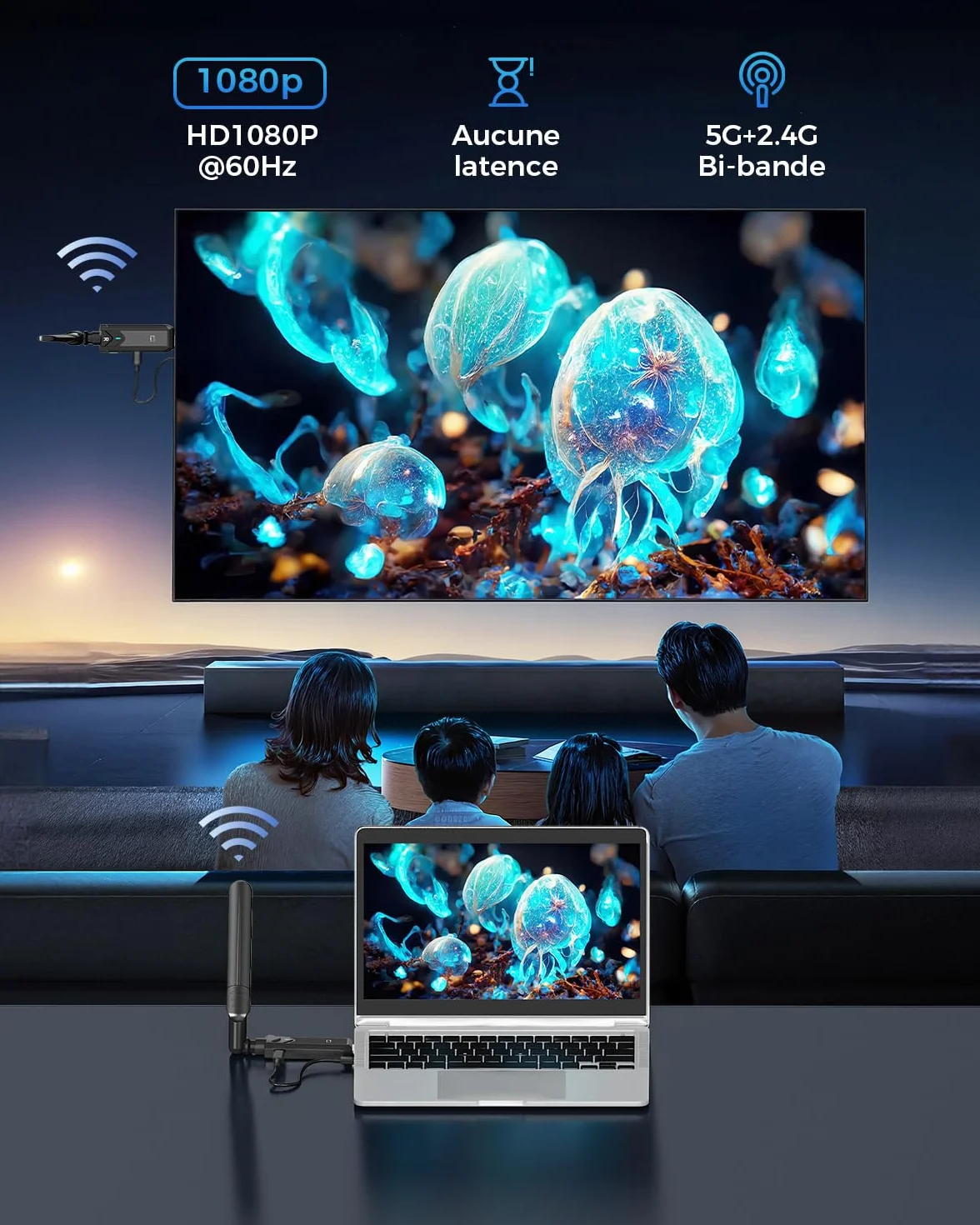 Transmetteur HDMI sans Fil 1080P 400M Diffusion vidéo PC Caméra Box TV vers HDTV Moniteur Projecteur Plug & Play