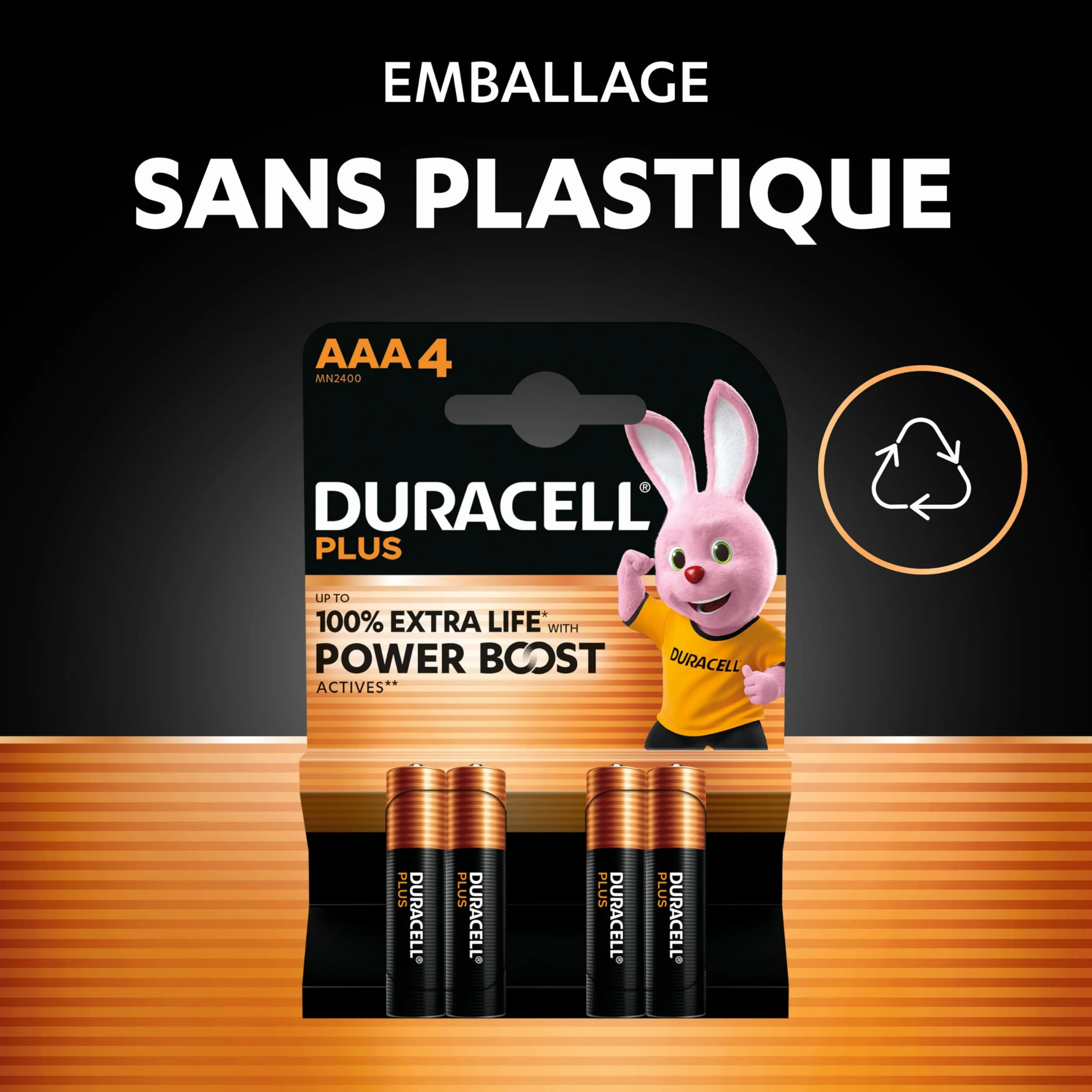 DURACELL Plus Piles AAA (Lot de 12) – Piles Alcalines 1,5 V–Durent jusqu’à 100 % plus longtemps grâce aux Actifs POWER BOOST–Fiable pour vos Appareils du Quotidien–Emballage 0 % Plastique–MN2400