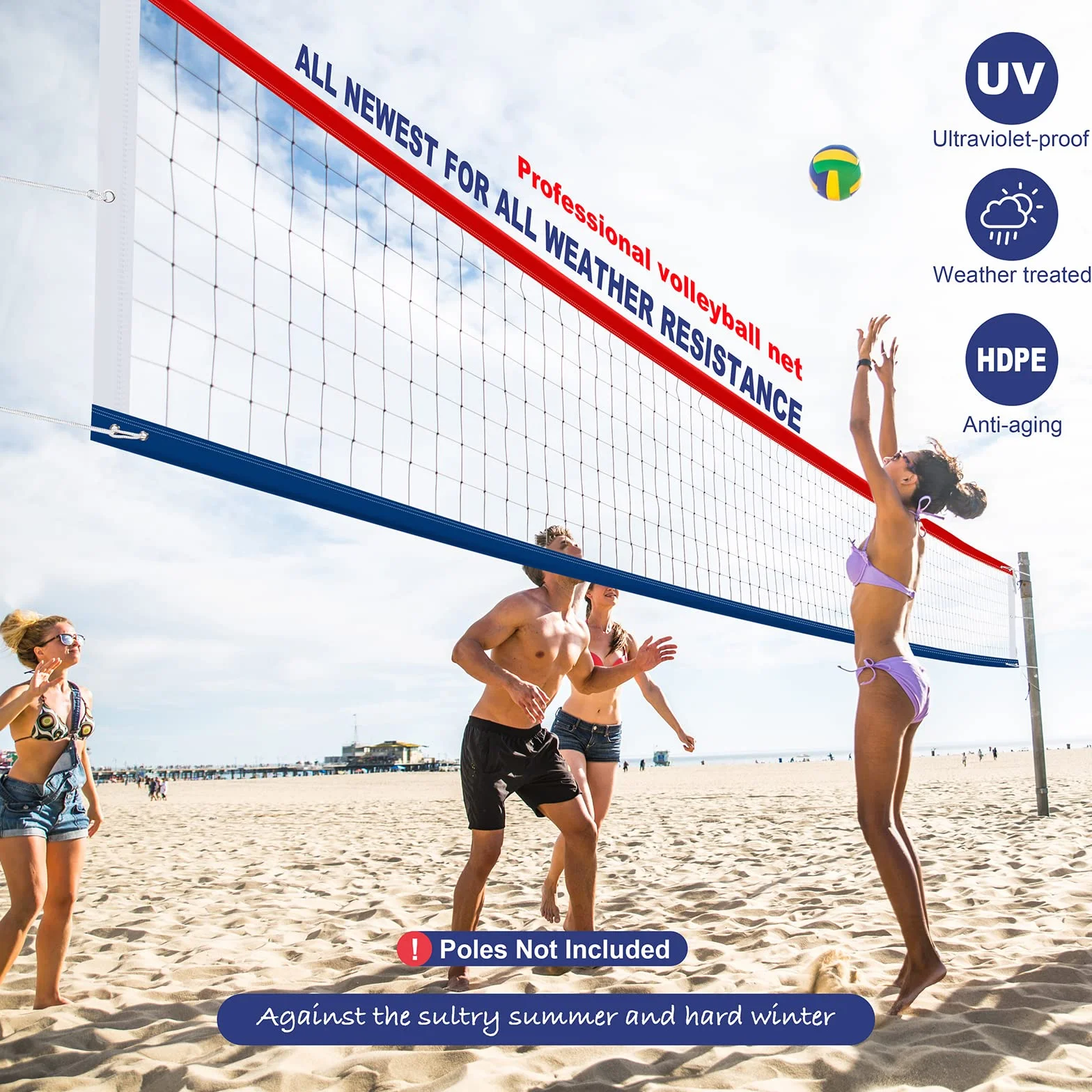 Filet de Volley-Ball Professionnel, résistant, câble en Acier aéronautique, Bandes latérales épaisses, extérieur et intérieur