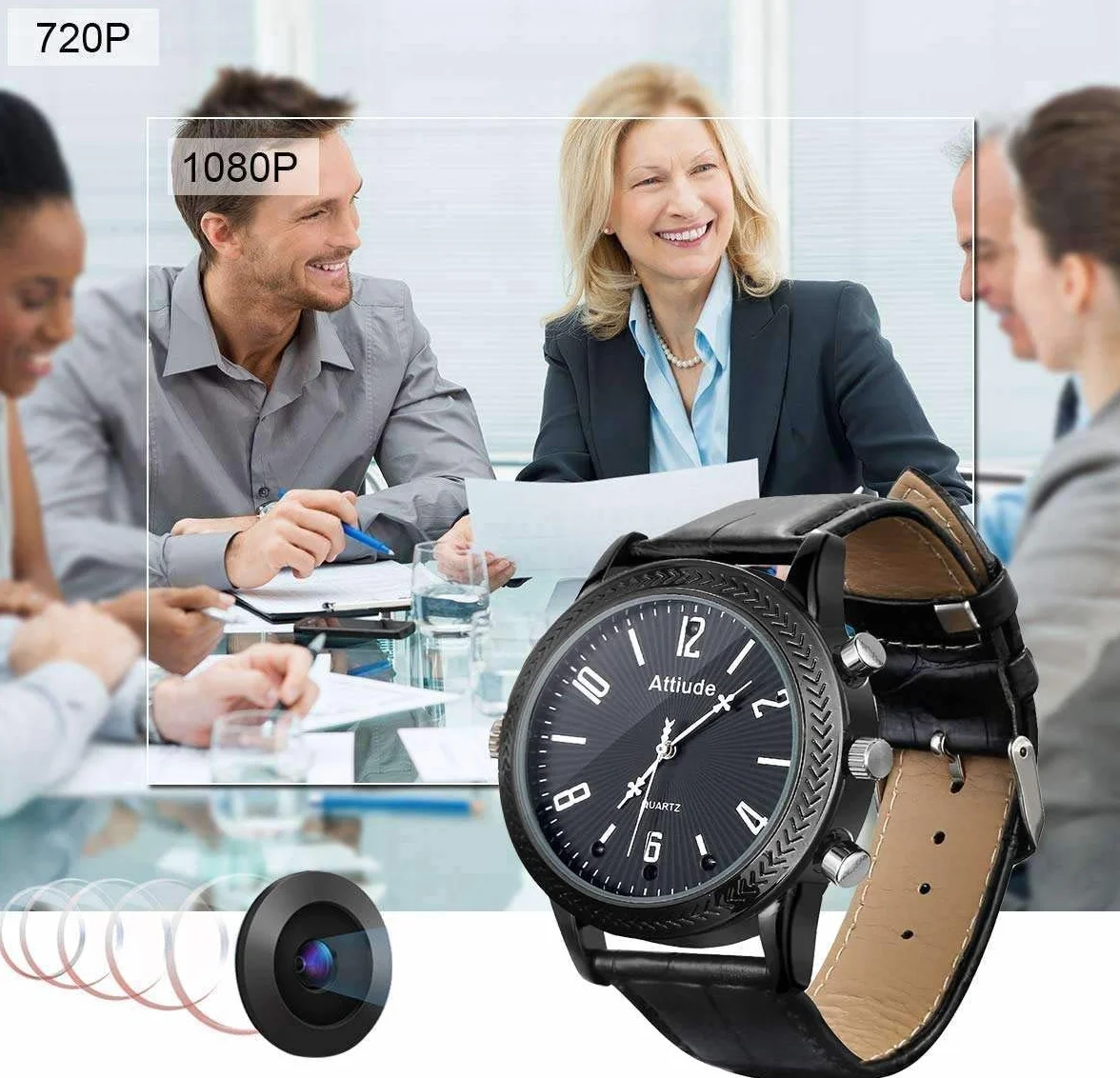 Menborn Appareil Photo Compact avec détecteur de Mouvement Infrarouge 32 Go, Bracelet en Cuir