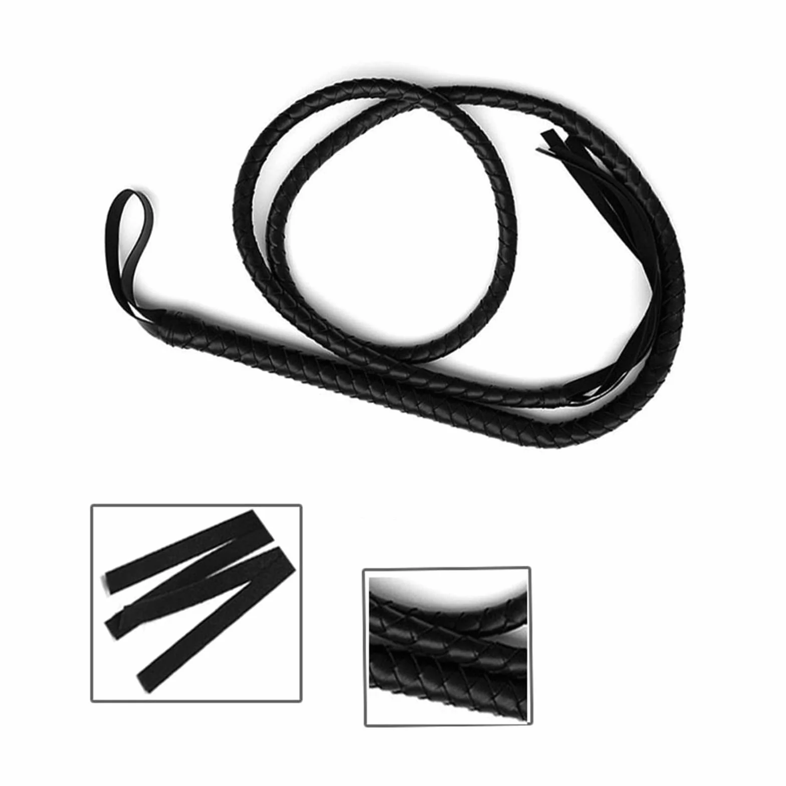 Cravache d'équitation 185 cm Noire Style cowboy occidental Accessoire Halloween