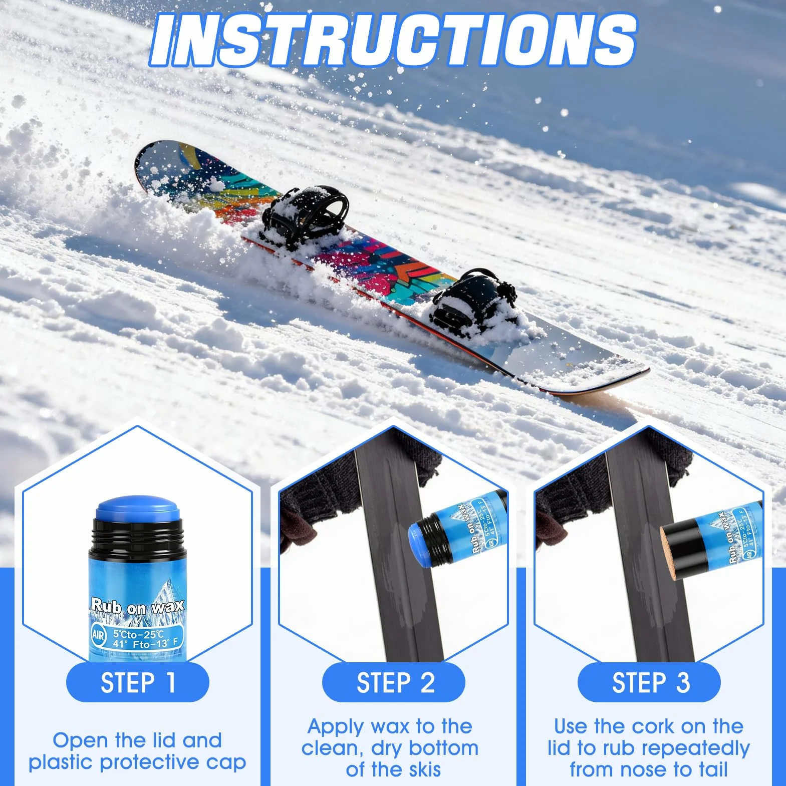 Fart Ski Kit 75g, Fartage Ski - Applicateur en Liège, Convient aux Skis et Snowboards
