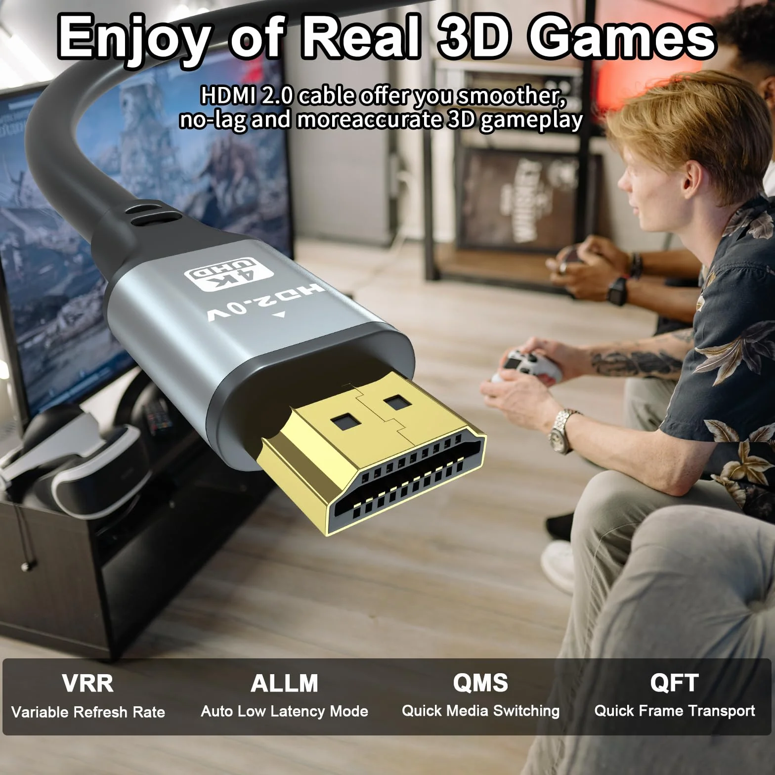 Câble HDMI 2.0 Haute Vitesse 10m 4K@60Hz 18Gbps Ultra HD Ethernet Audio Retour HDR