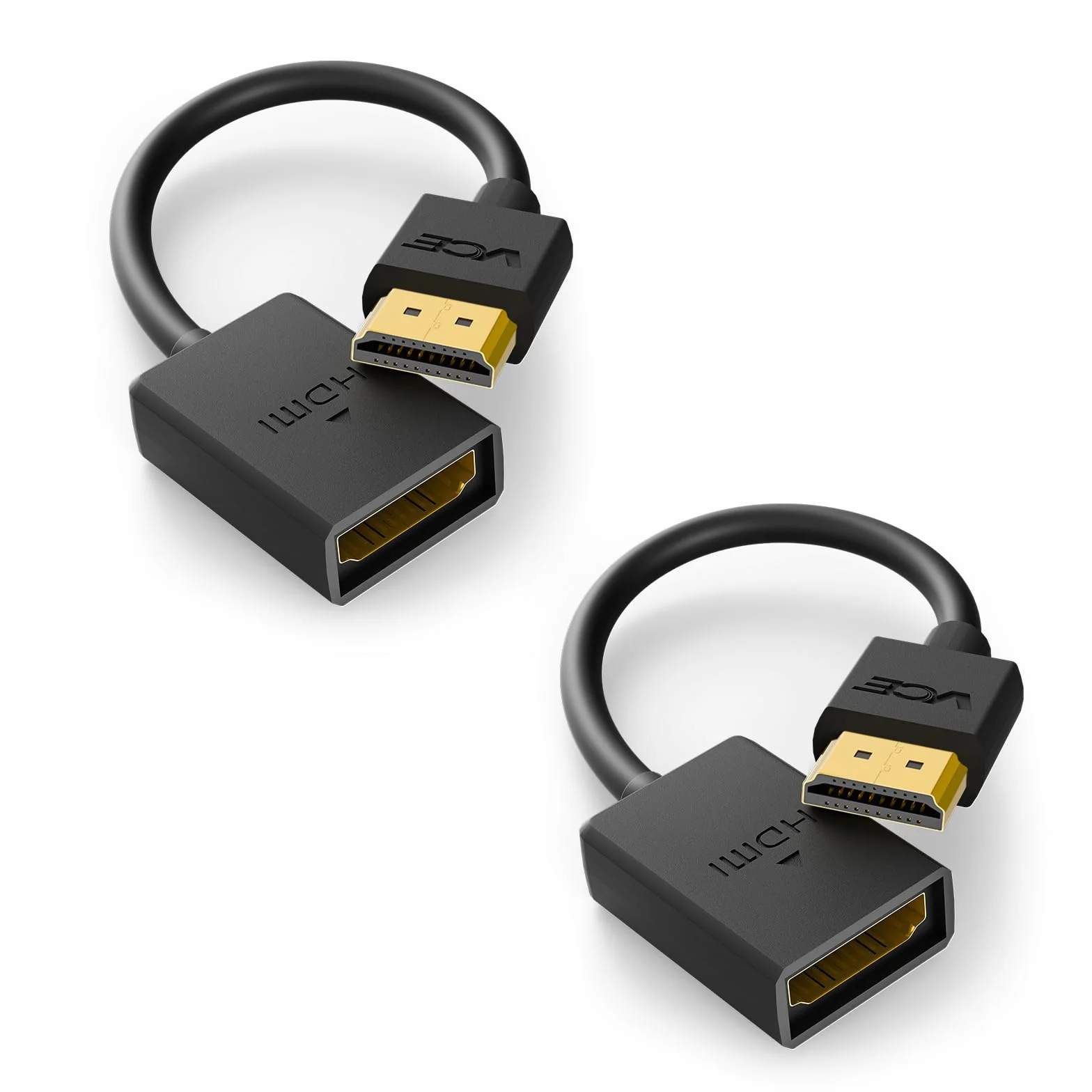 VCE Rallonge HDMI Male Femelle, Câble d'Extension HDMI 4K pour TV Stick, HDTV, PS5/PS4, 14cm, Lot de 2