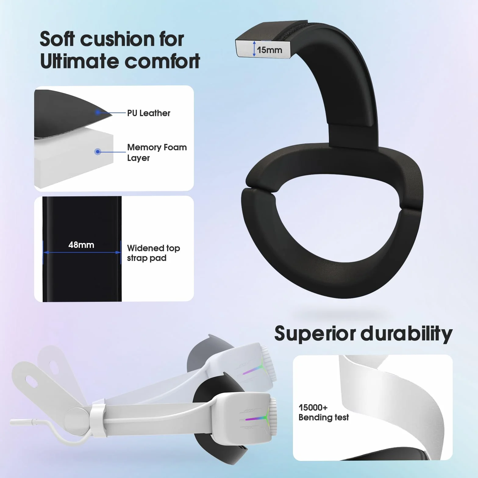 Eyglo Sangle Elite Quest 3S/3 avec Batterie 12000mAh, Amélioration Confort Support VR Accessoires