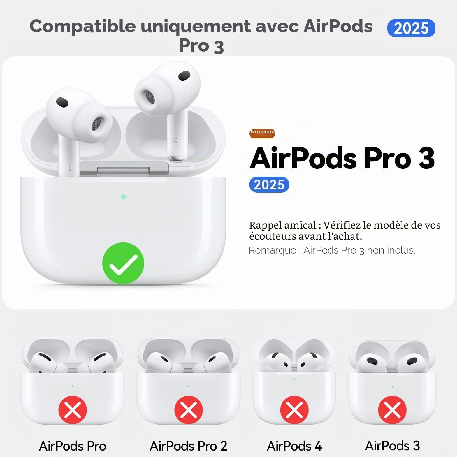 Inesore Compatible with AirPods Pro 3 Case (2025) Silicone Protective Cover for Apple Air Pod Pro 3rd Charging Case Black