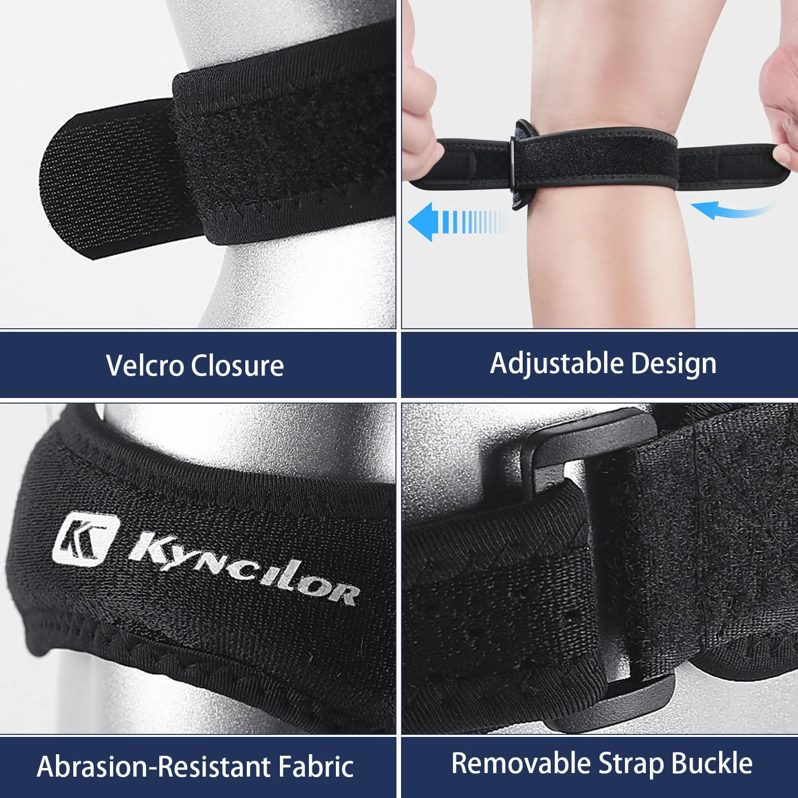 HORREX Genouillère Arthrose Genou Réglable Sport Sangle Maintien Ligamentaire Rotulienne pour Cyclisme Course Volley