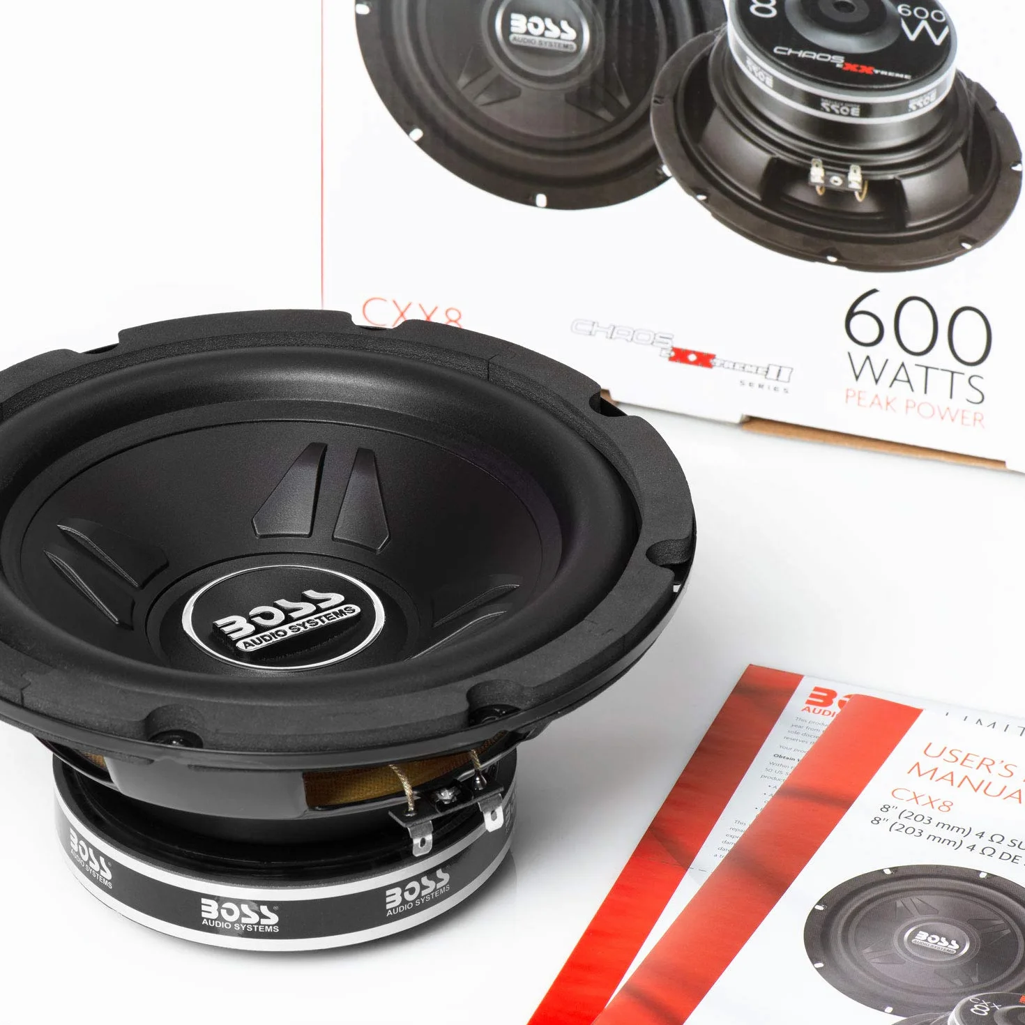 Boss Audio Systems CXX8 Passive subwoofer 300W Noir subwoofer/caisson de basses - Subwoofers/caissons de basses (300 W, Caisson de basse passif, 600 W, 83 dB, 4 Ohm, 20,3 cm (8"))