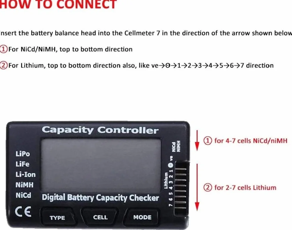 RC CellMeter-7 Contrôleur Testeur de Capacité de Batterie Numérique pour LiPo LiFe Li-ion NiMH NiCd