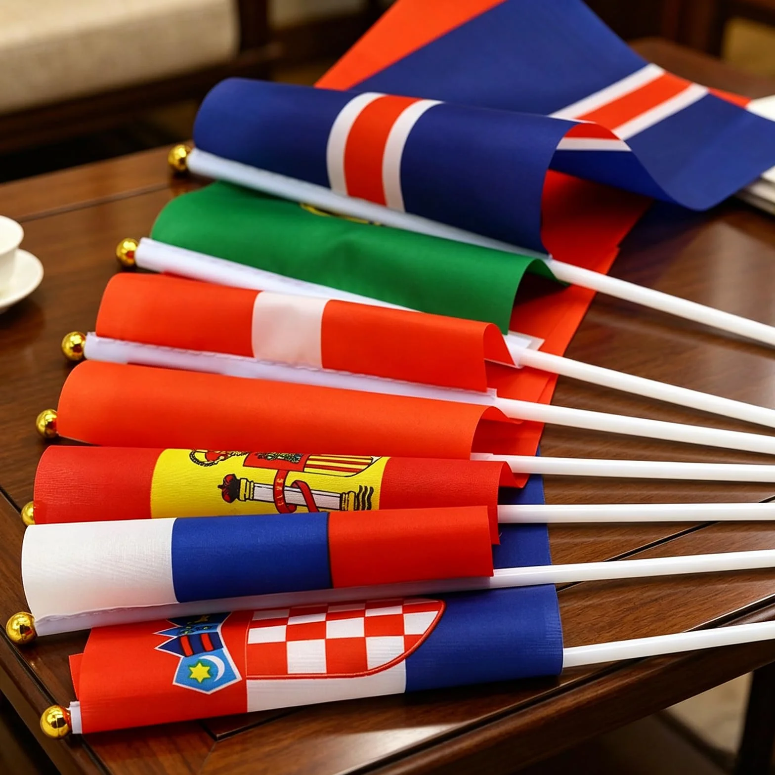 Coupe du Monde 2026 Drapeaux Kit 32 Pays 14x21cm Tissu Polyester Double Face Décorations Football