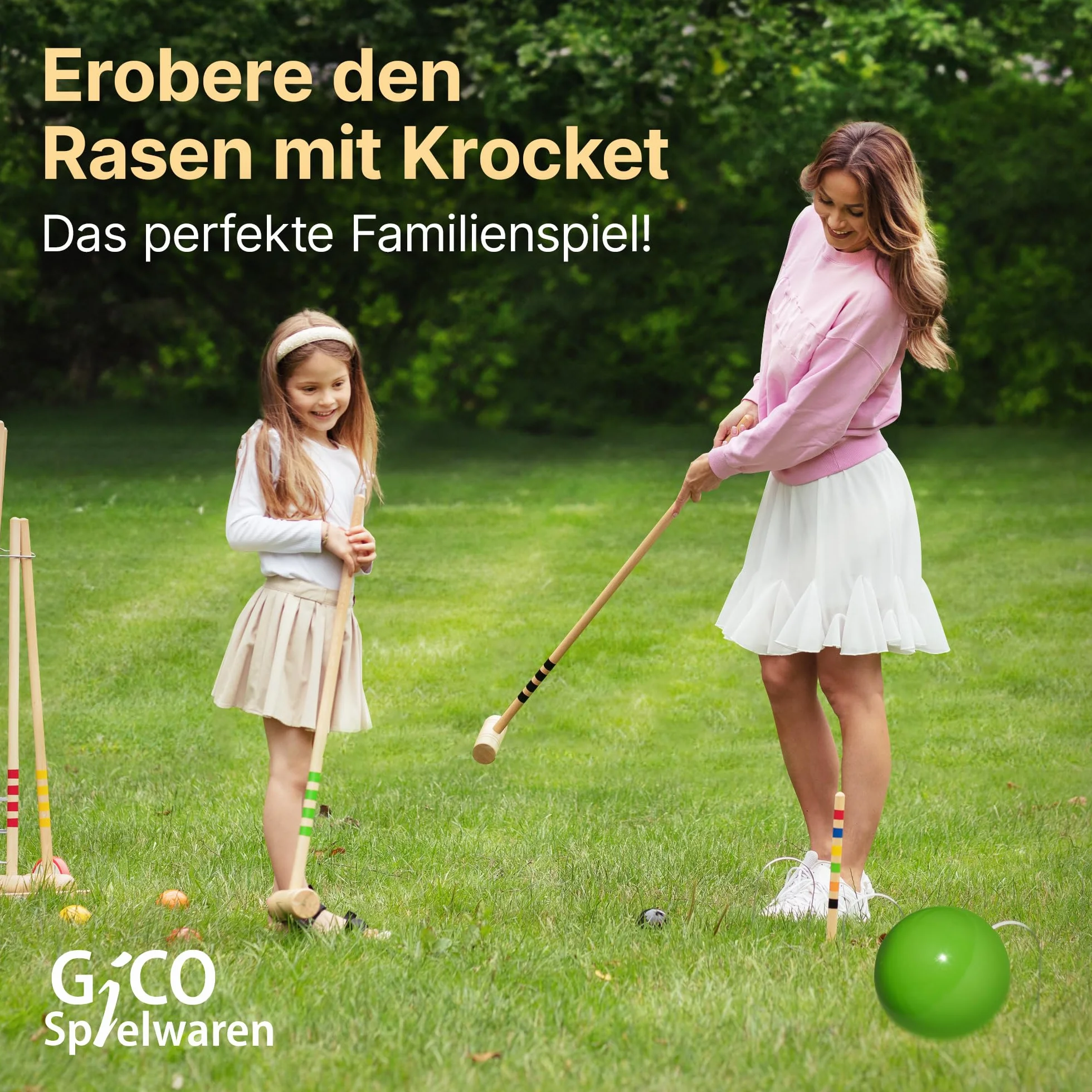 GICO Jeu de Croquet en Chariot Metal 6 Joueurs 100 cm Adultes