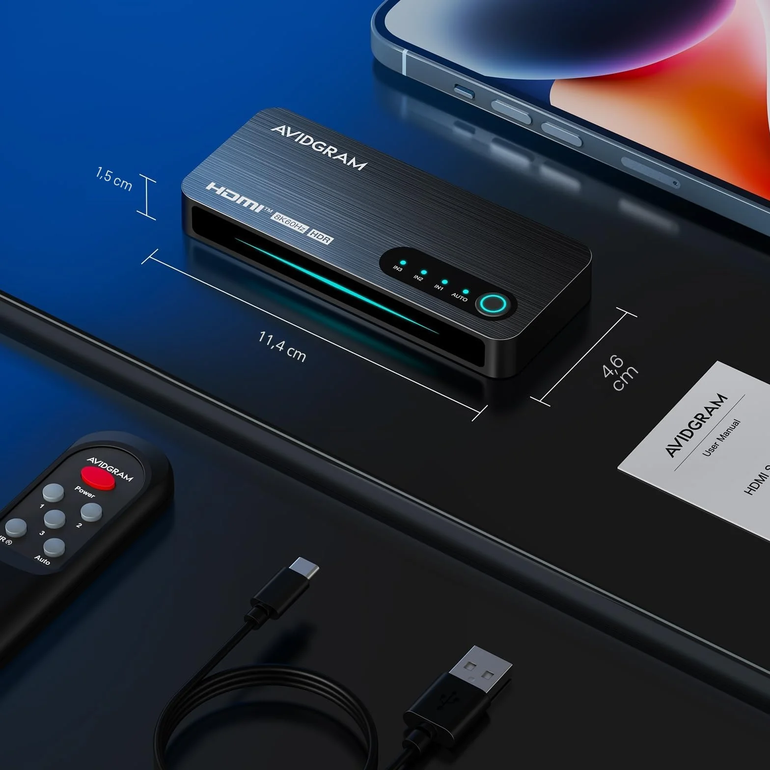 Switch HDMI 4K 120Hz 3x1, AVIDGRAM 8K HDMI Commutateur 3 In1 Out avec télécommande 2.1 Swicther Prise en Charge Automatique 8K 48Gbps pour Xbox Series X PS4 Pro PS5