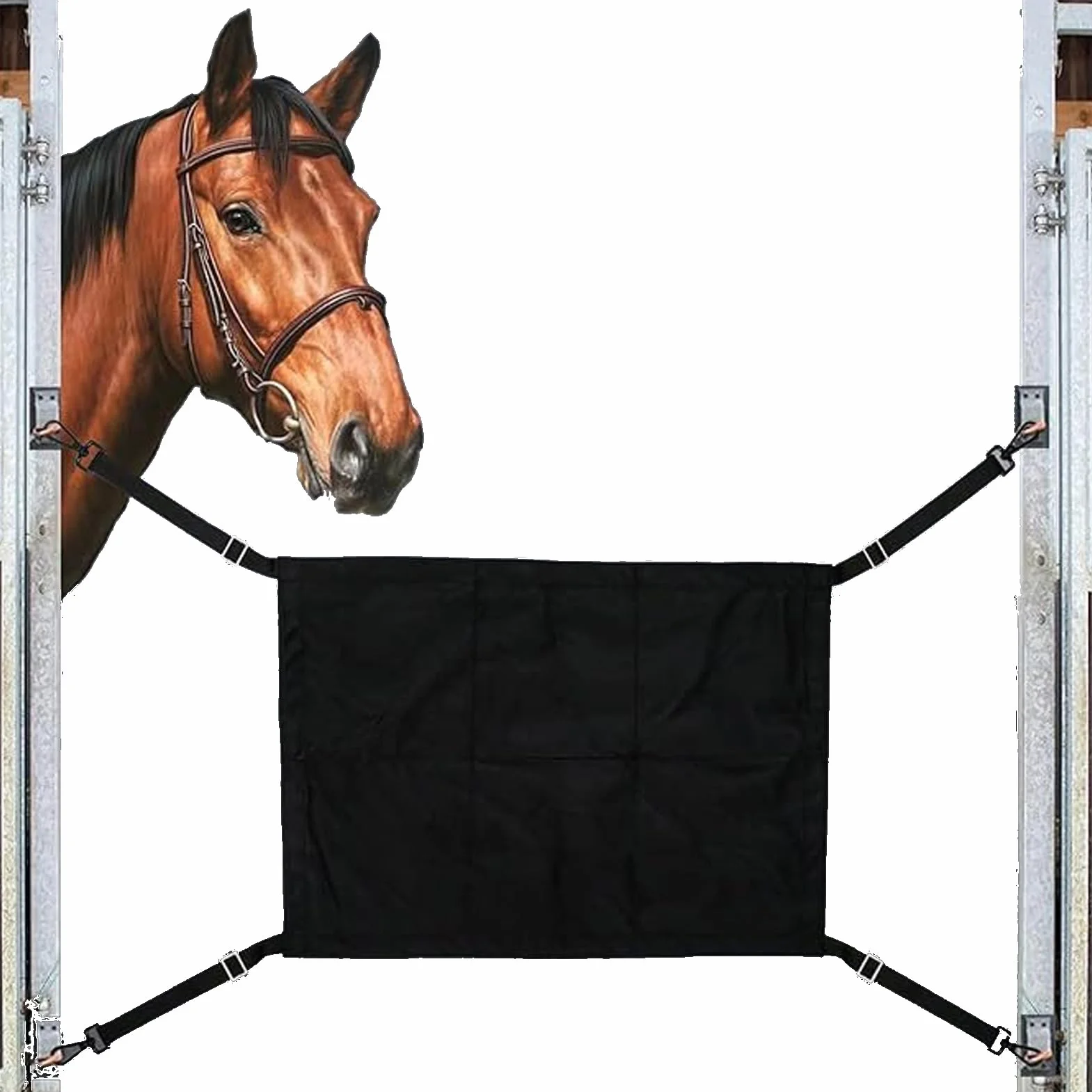 Porte de Box pour Chevaux avec Sangles Réglables - Protection pour Écuries Centres Équestres