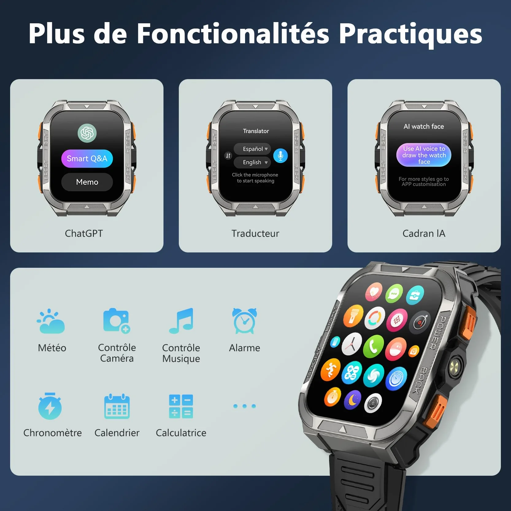 Blackview Montre Connectée Homme avec GPS Intégré, Montre Connectée Appel Bluetoot 900 mAh Batterie, Montre Sport avec Podometre,110+ Sportifs,Suivi Santé et Sommeil, Smart Watch pour Android iOS