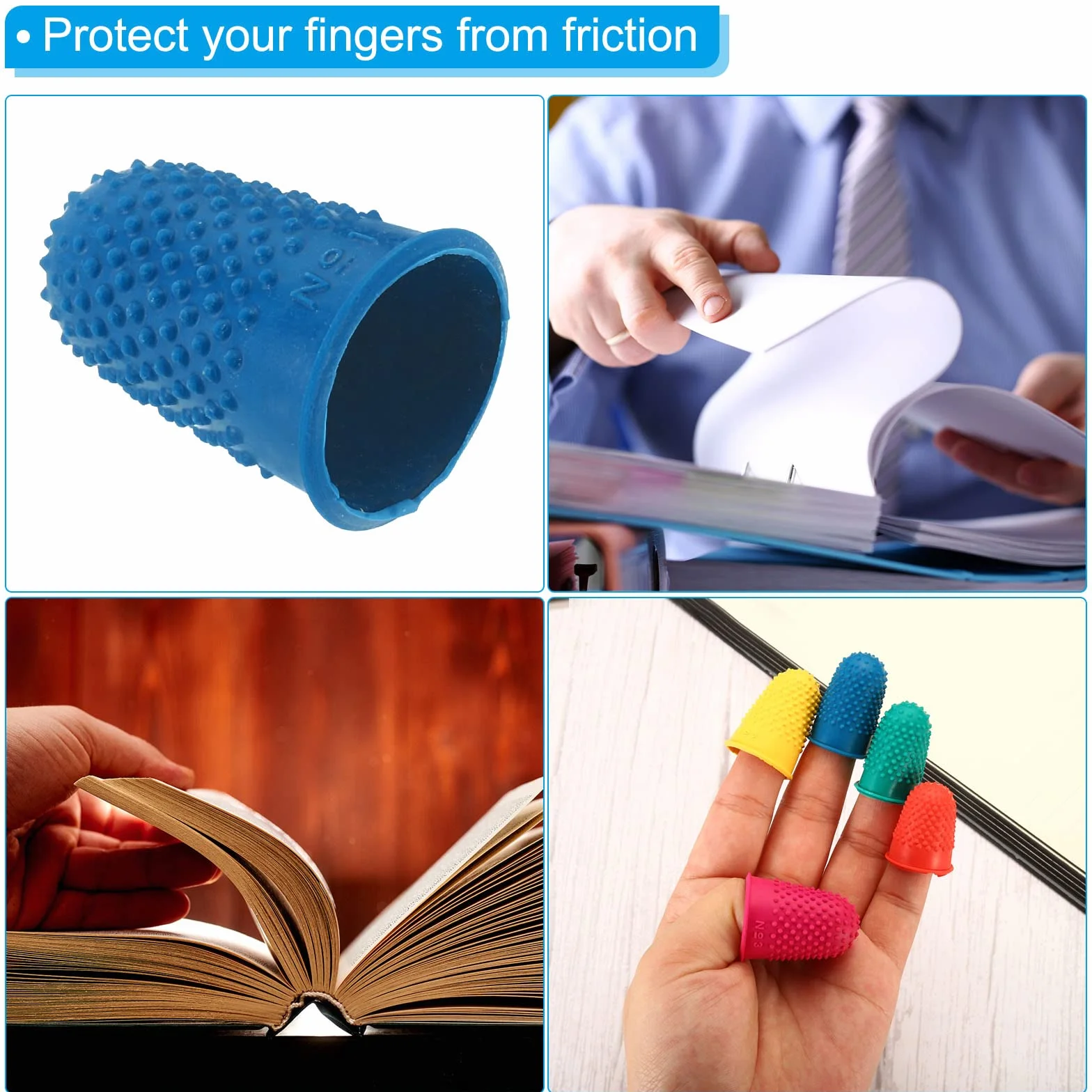 PATIKIL Protège Doigt Silicone, Embouts Caoutchouc, Protection Pouce, Coussins Protection Comptage Couture