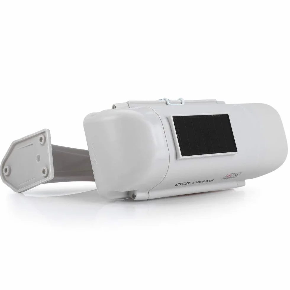 outdoor Lot de 2 grandes caméras factices solaires avec objectif avec lumière clignotante pour l'intérieur et l'extérieur - Étanche - Qualité supérieure