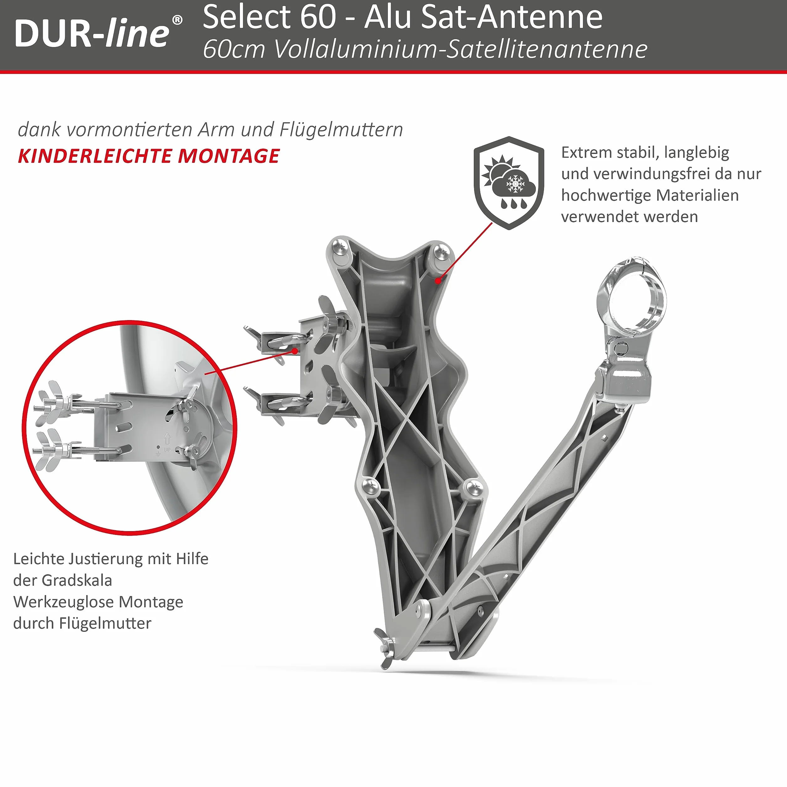 Dur-Line Select 60/65 Kit d'antennes Satellites LNB multiinterrupteur