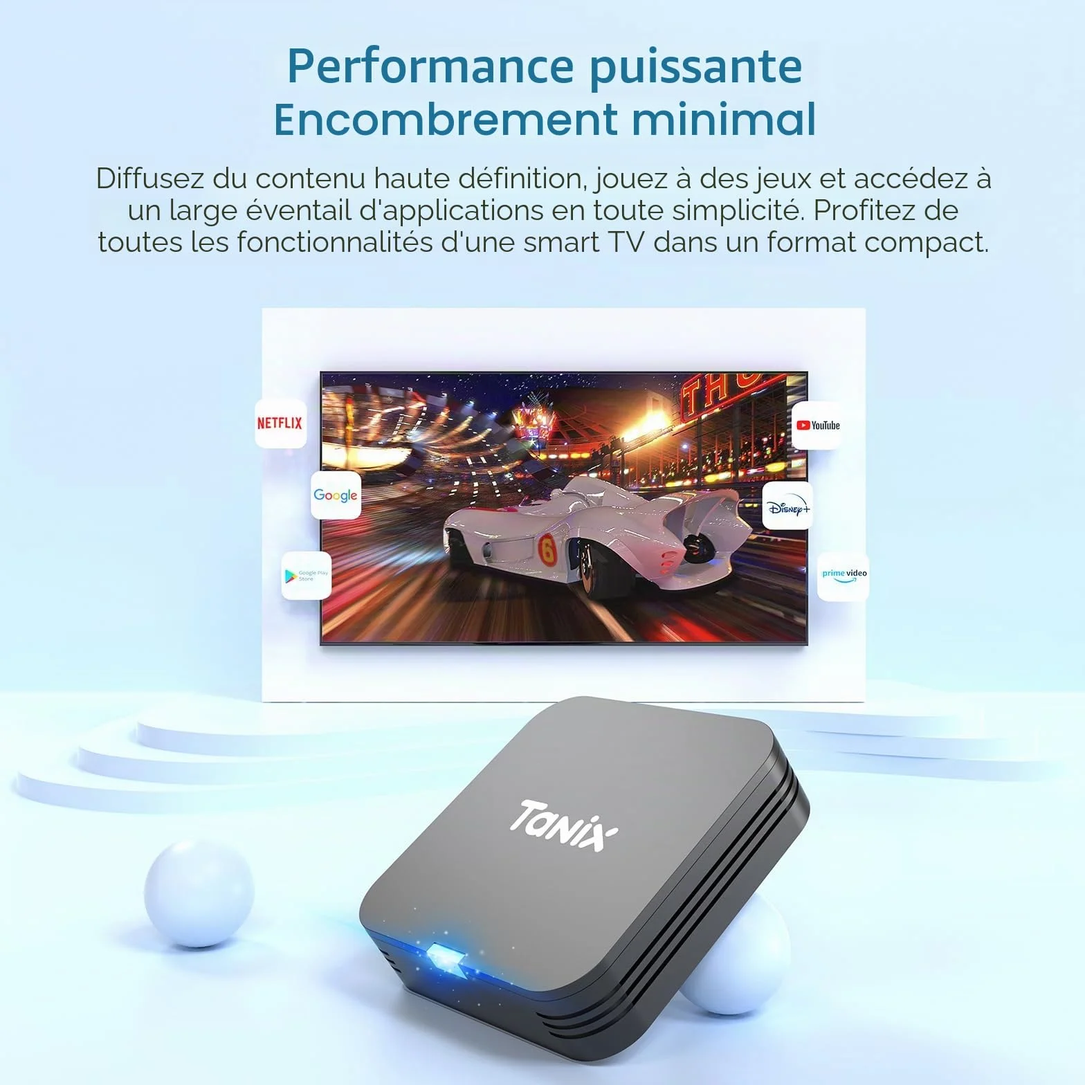 Android TV Box 10.0, Android Box 2 Go RAM 16 Go ROM, Allwinner H313 Quad-Core Arm Cortex A53, Support WiFi et USB 4K Smart Box TV