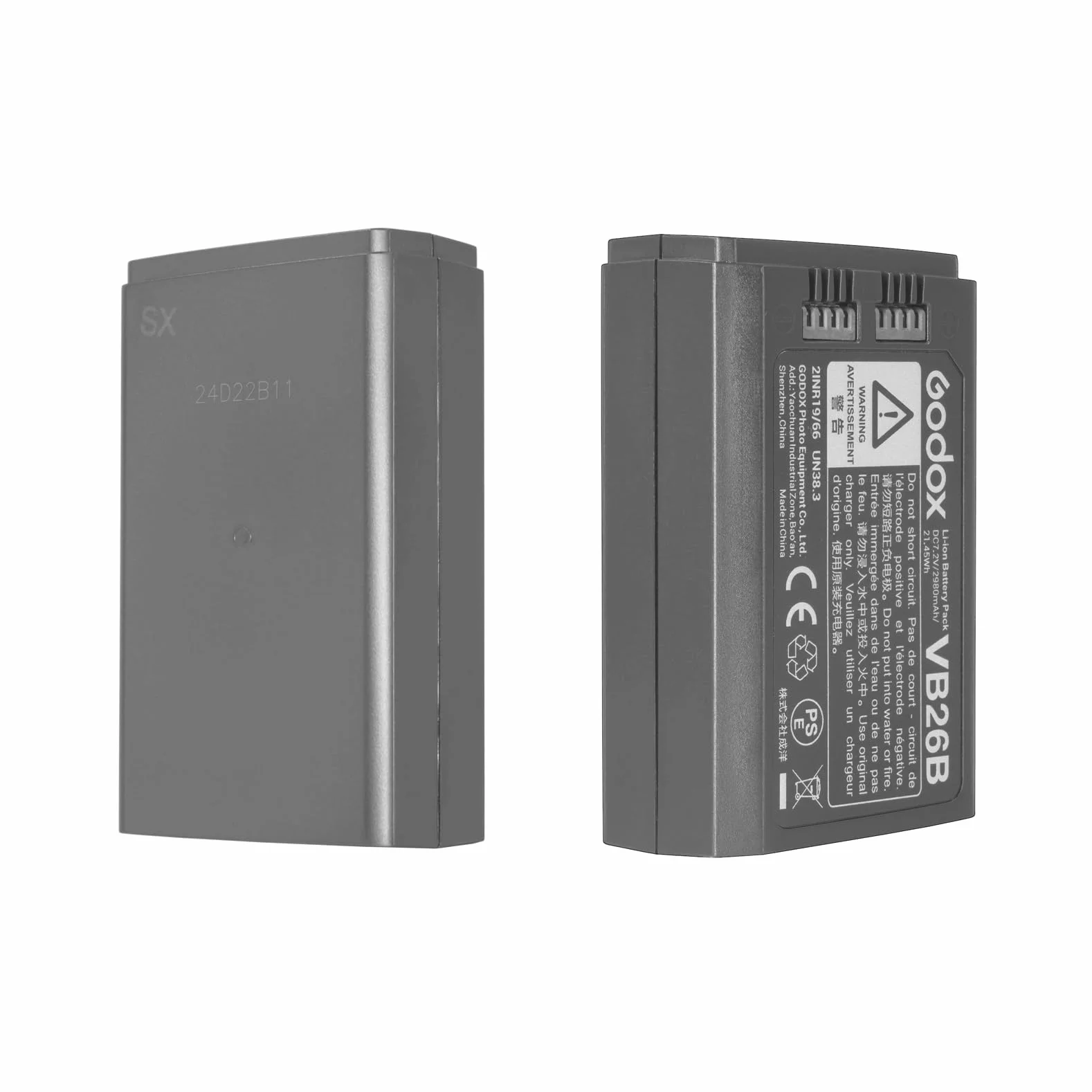 GODOX V1 Batterie VB26B VB26A Batterie de Remplacement, 2980mAh Batterie pour Godox V1S V1C V1N V1F V1O V860III V850III AD100Pro MF-R76 Camera Flash Speedlite