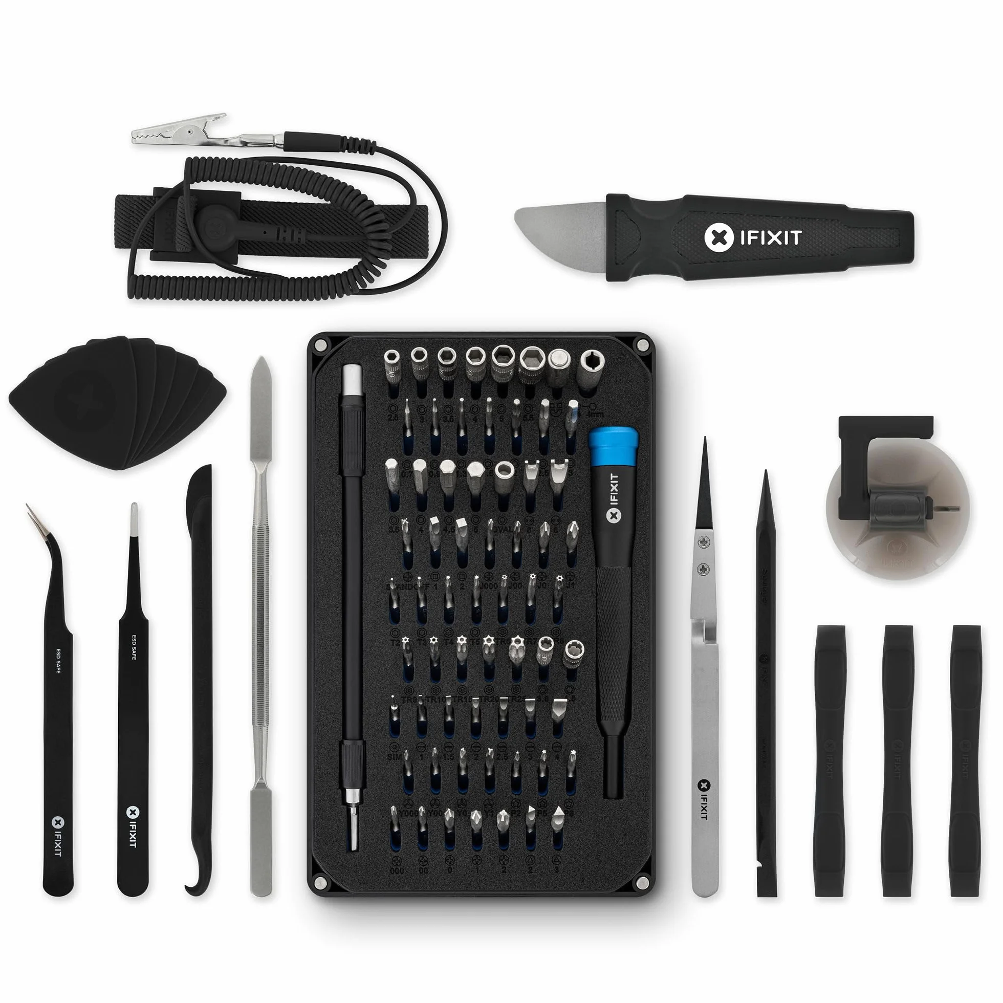 iFixit Pro Tech Toolkit (Édition noire) Ensemble d'outils, outils d'ouverture, tournevis de précision et 64 embouts (4 mm), pour réparation de smartphone, ordinateur