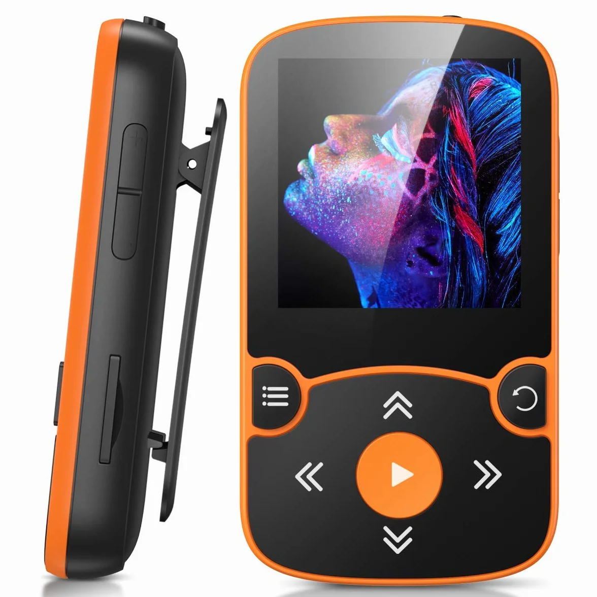 AGPTEK MP3 Bluetooth 5.3 64Go Lecteur Baladeur Sport Portable HiFi avec Clip Radio FM Orange