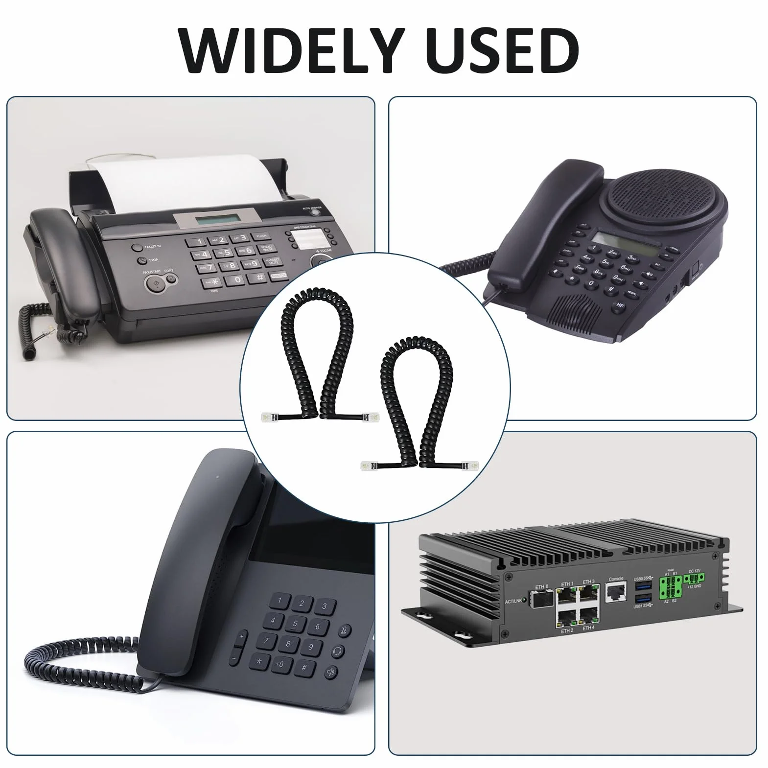 Cable Telephonique, 2 Pièces Cable Telephone Fixe 2,8 Mèter, Câble pour Combiné de Téléphone Fixe, Cable Telephone Fixe Rj9 Pour Téléphone Fixe du Bureau à Domicile, Noir