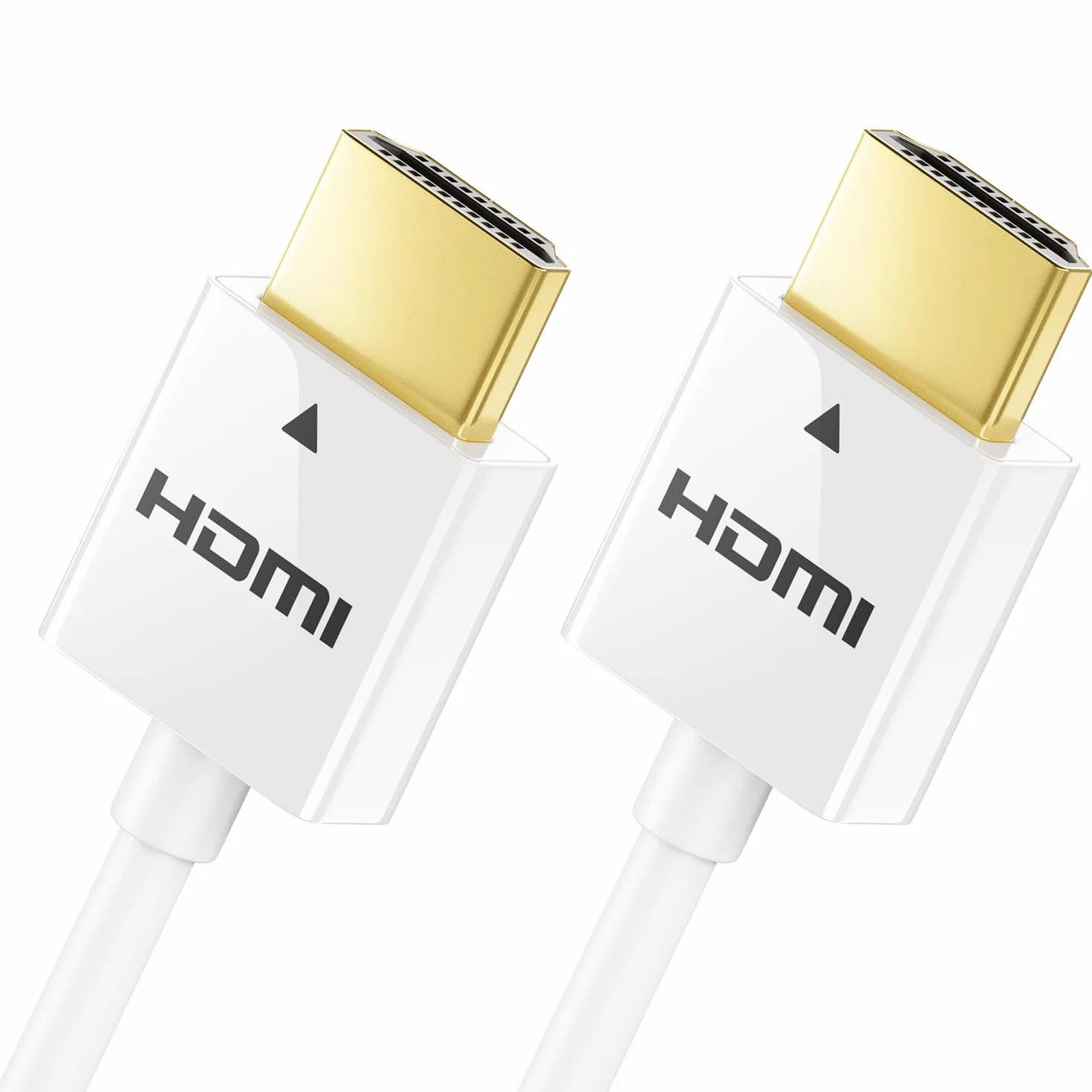 deleyCON 2m 4K HDMI 2.0 Câble Slim (Petit et Flexible Câble HDMI) - 1080P 2160P UHD ARC HDR 3D pour TV, Moniteur, Projecteur, Laptop, Notebook, PC, Ordinateur, PS4, PS5, XBOX - Blanc