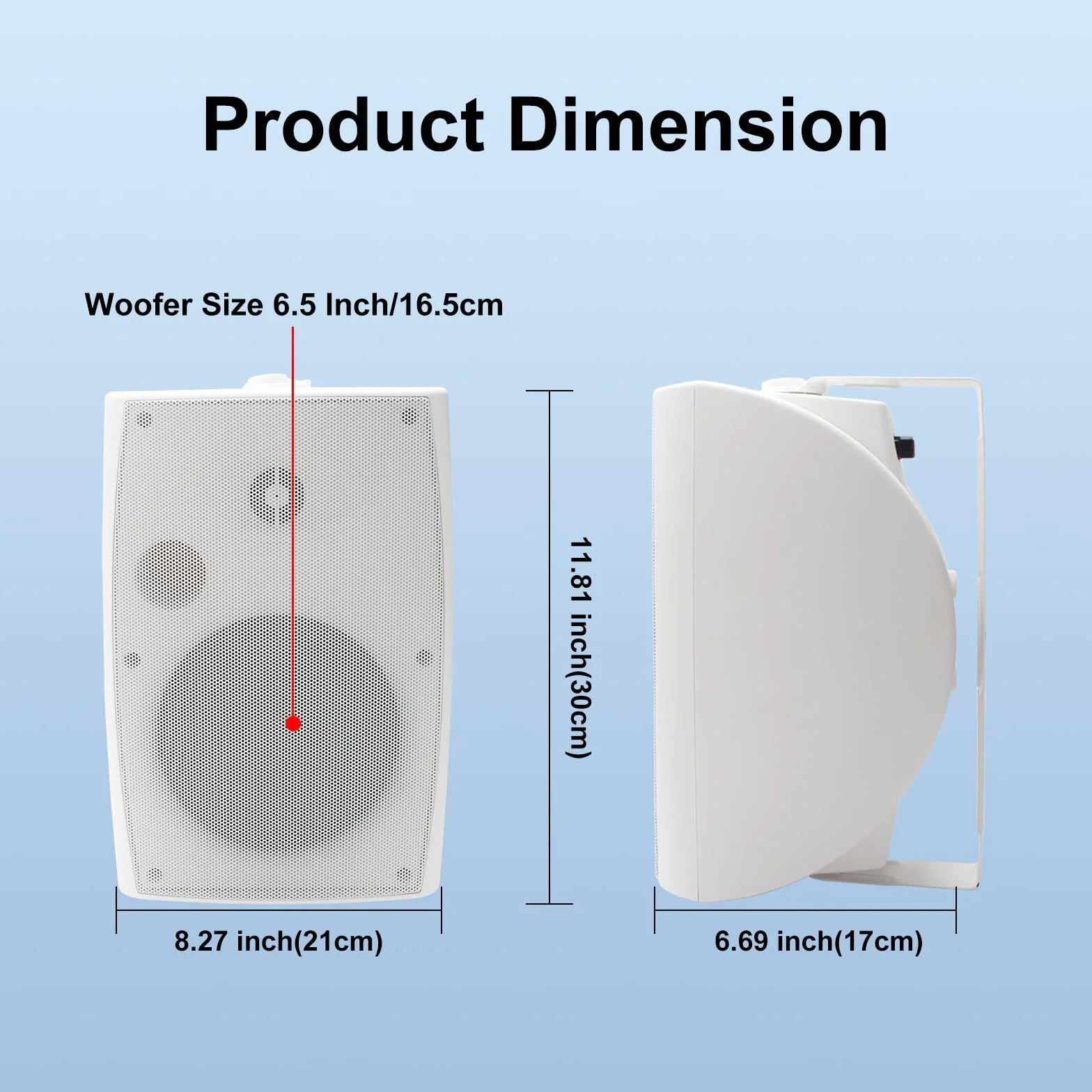 Herdio 6,5 Pouces 400 W Haut-parleurs passifs d'extérieur, filaires et étanches, Haut-parleurs muraux à 2 Voies avec Basses puissantes pour terrasse, Maison, Piscine intérieure, Patio, Jardin (Blanc)