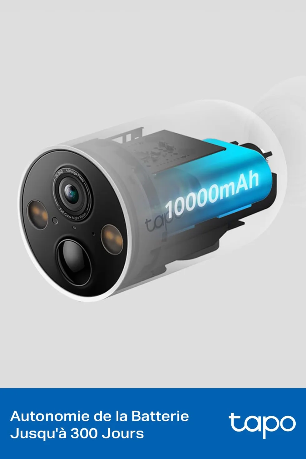 Tapo C425 2.5K(4MP) Caméra de Surveillance WiFi Extérieure sans Fil Batterie 10 000mAh, Autonomie de 300j, AI Détection, Vision Nocturne en Couleur, IP66 Etanche, Aucune hub requis(Base magnétique)