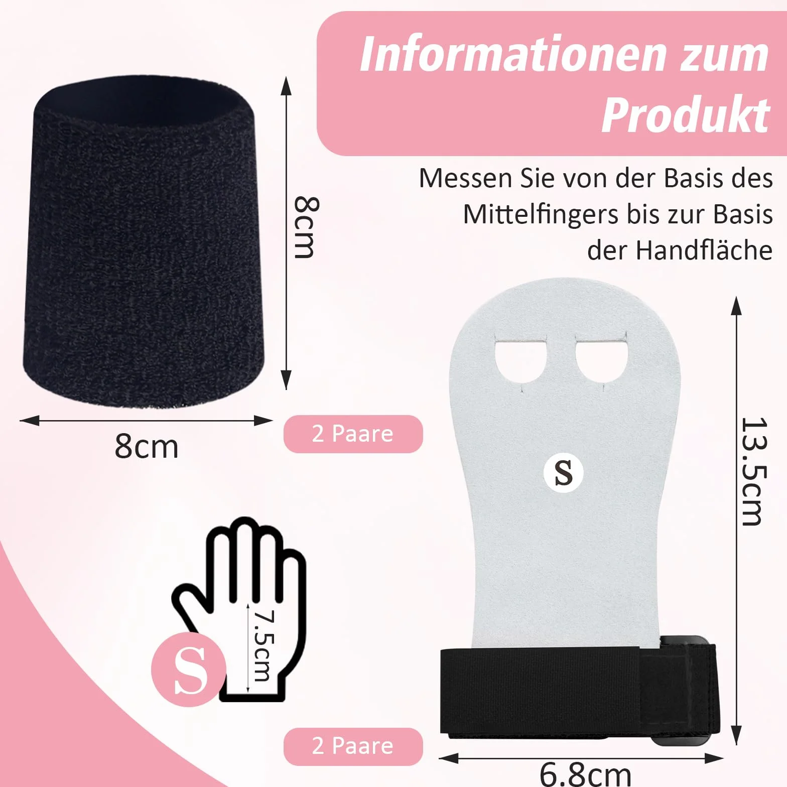 ZYNERY Lot de 2 paires de poignées de gymnastique pour enfants, haltérophilie, fitness, protège-mains et poignets