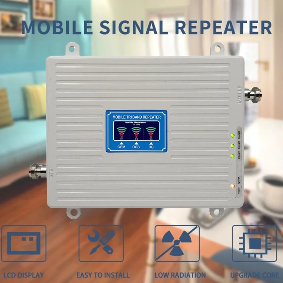 Amplificateur de Signal Tri-Bande 2G 3G 4G 5G 900 1800 2100 MHz GSM WCDMA LTE Répéteur de Signal Universel Prise UE