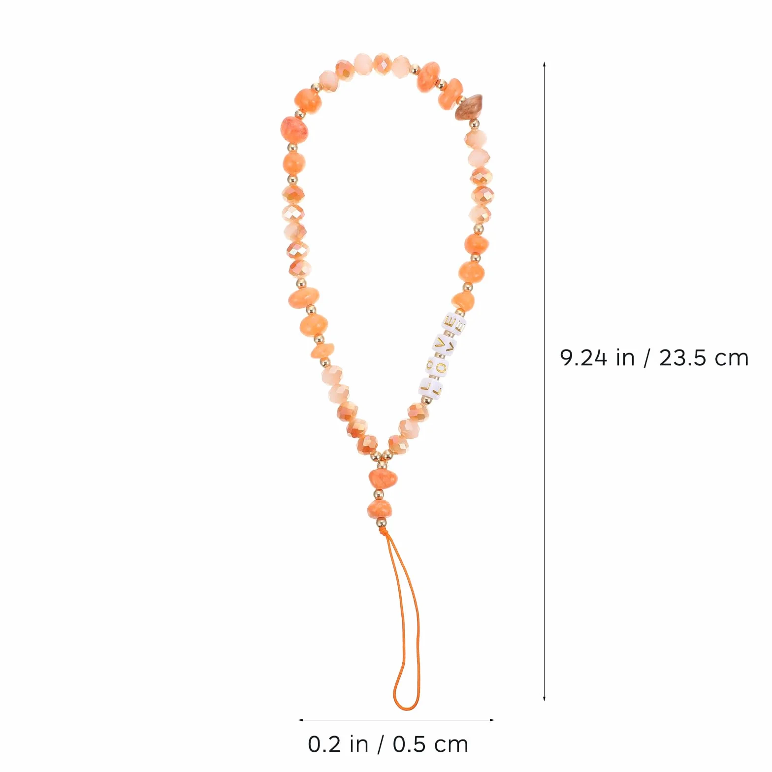 SEWACC Lanière Portable pour Téléphone avec Perles Décoratives Antidérapante Orange