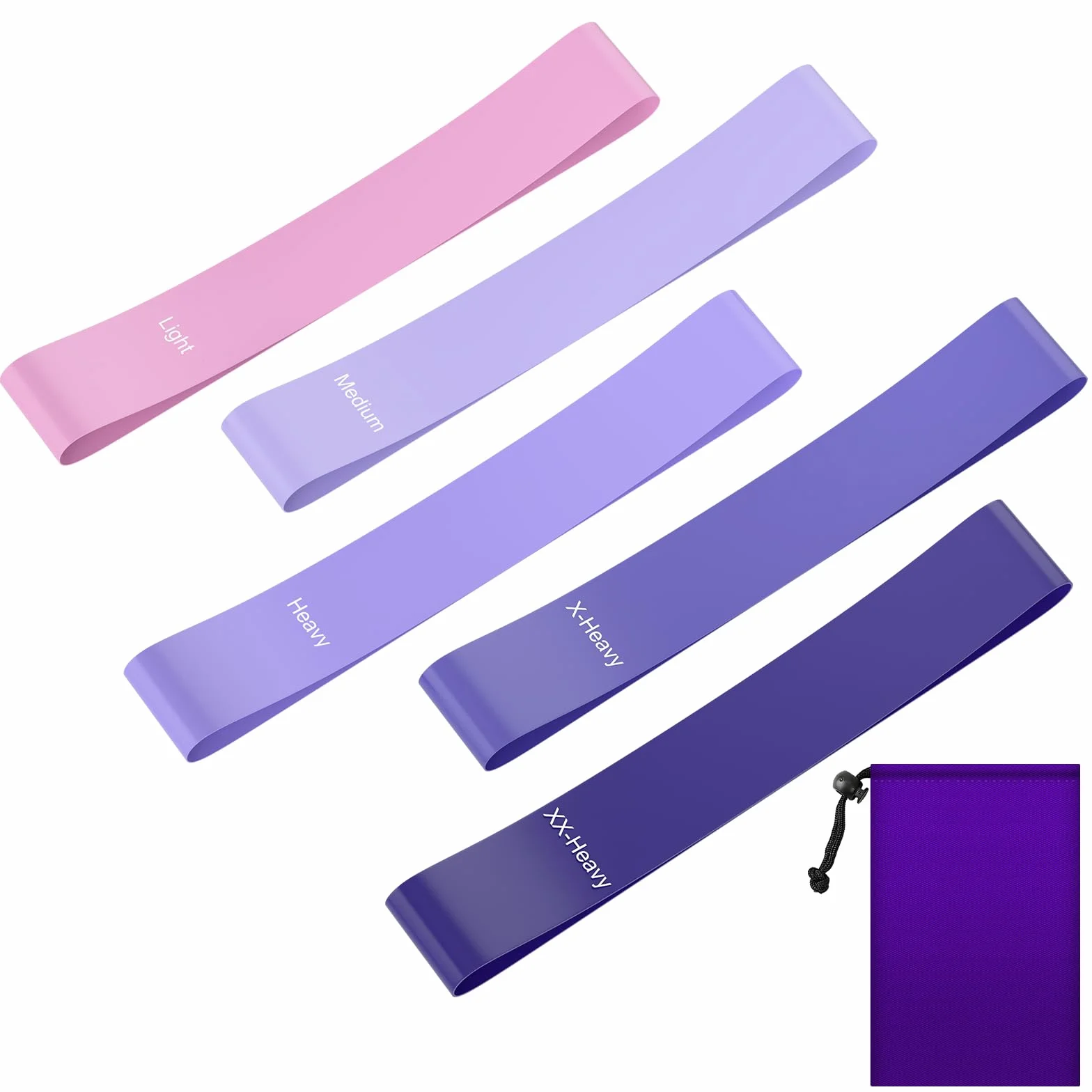 Bande Elastique Musculation Lot de 5 avec 5 Niveaux de Résistance Différents, Sac de Rangement, Fitness