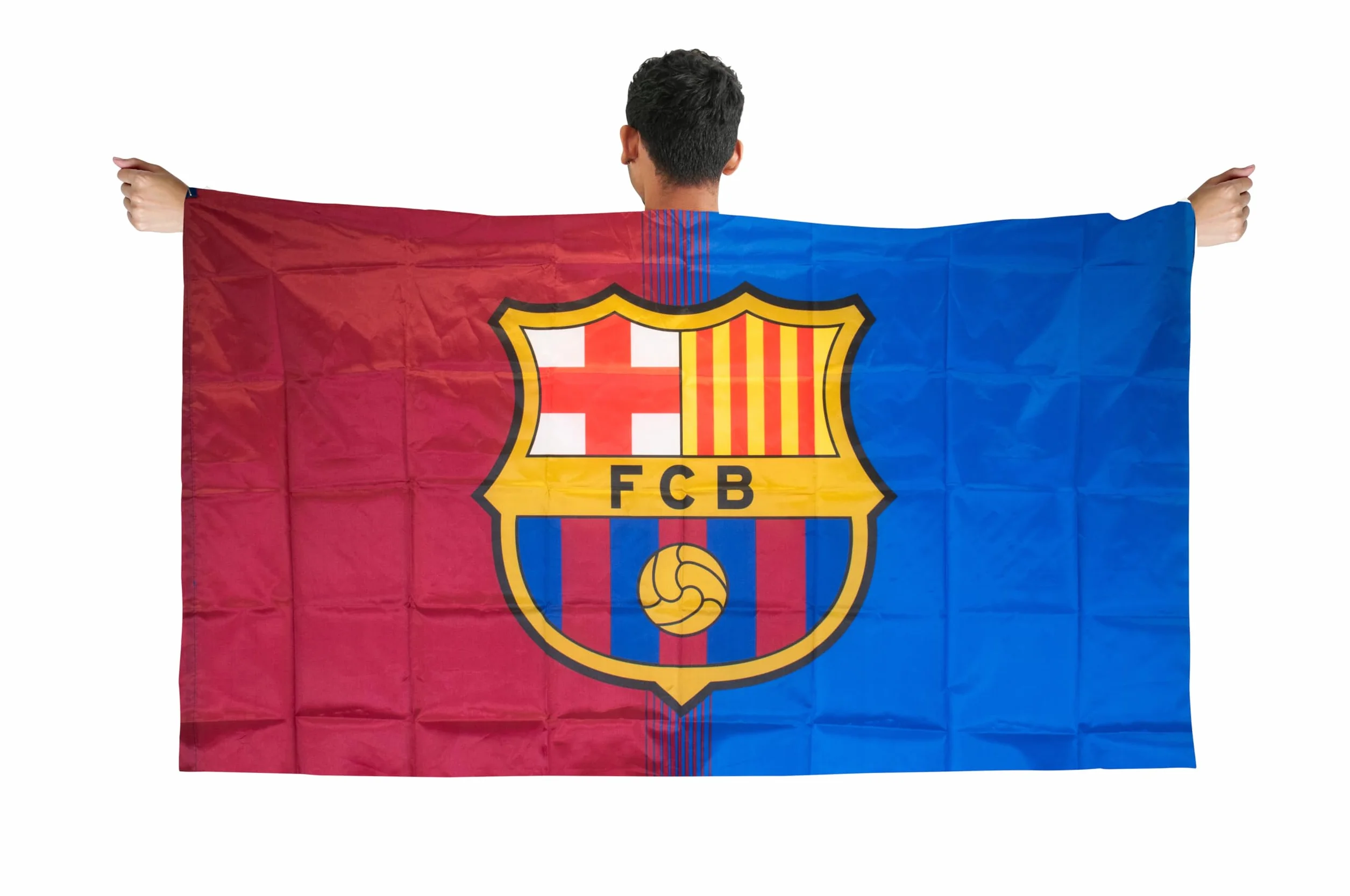 Drapeau officiel de Barcelone 1,5 x 0,9 m – Bannière de football en polyester pour supporters Barca