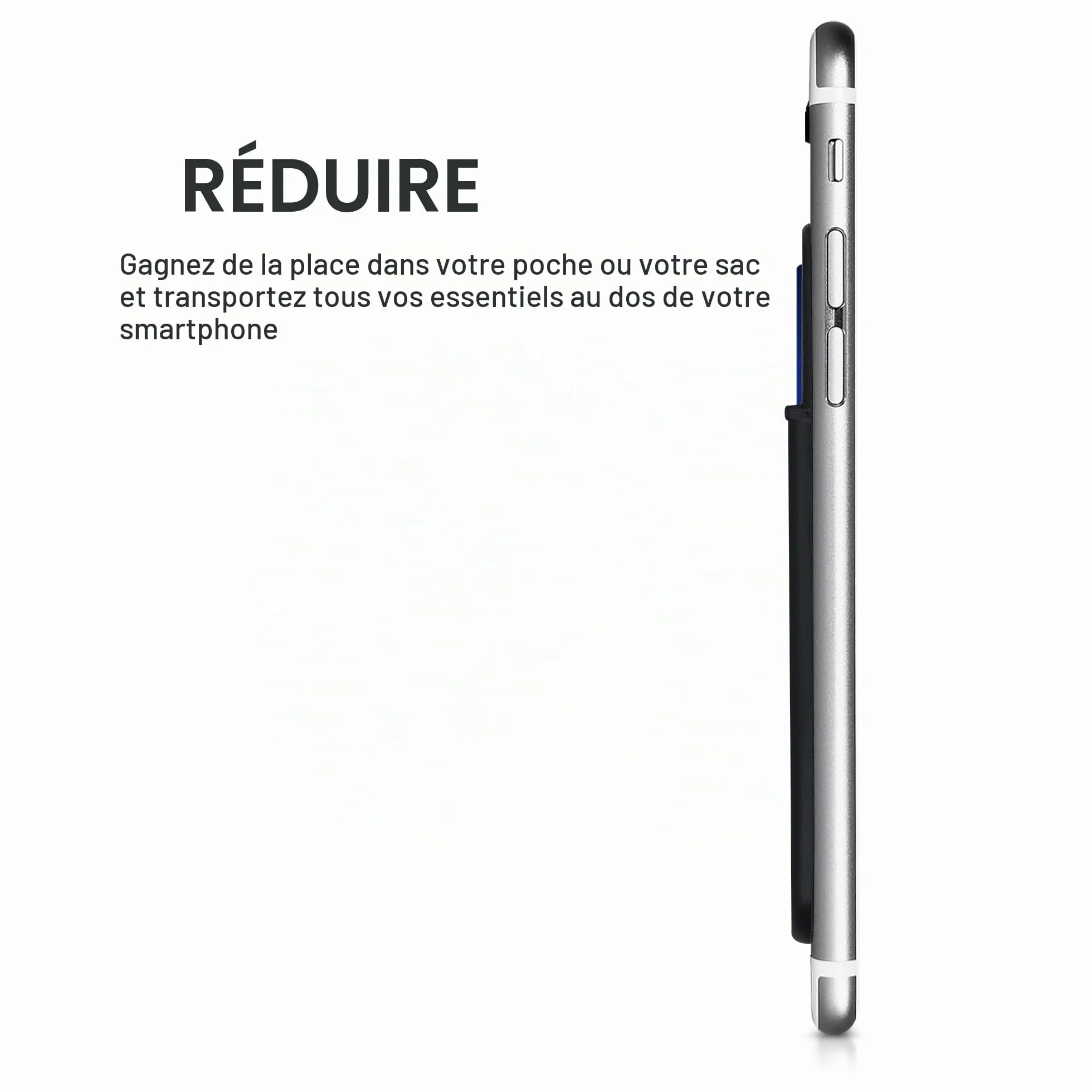 kwmobile Porte-Carte Adhésif Silicone pour Smartphone - Pochette Autocollante Format Carte Bleue