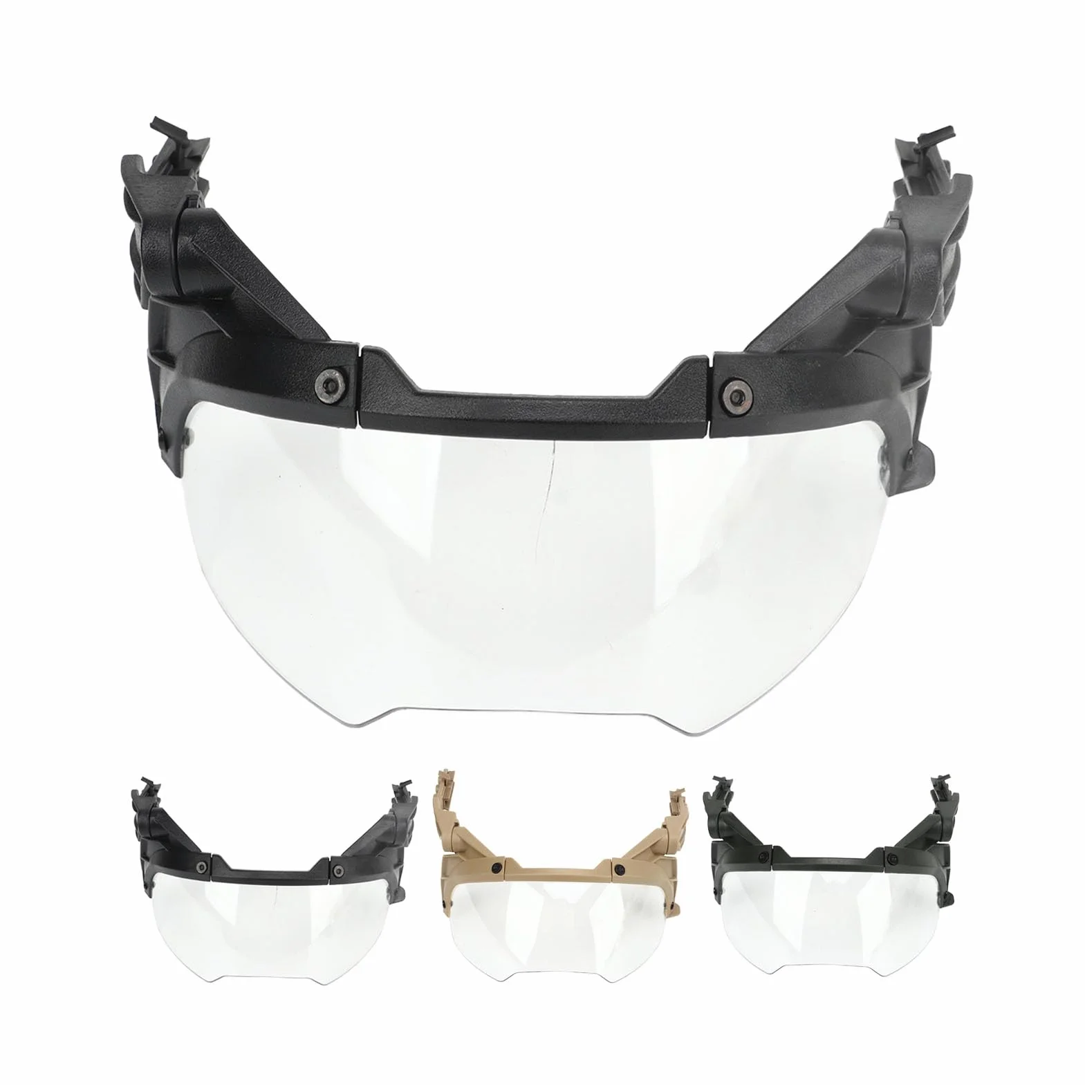 Lunettes Compatibles Casque MICH Airsoft Réglable PC Lentille Transparente Cyclisme Noir