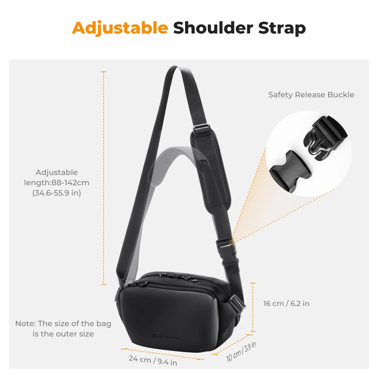 K&F CONCEPT Sac à Dos pour Appareil Photo, Sac à bandoulière Sac carré Sacs de Photographe Étui pour Appareil Photo Reflex Compatible avec Canon/Nikon/Sony/DJI Mavic Drone, Petit Taille S