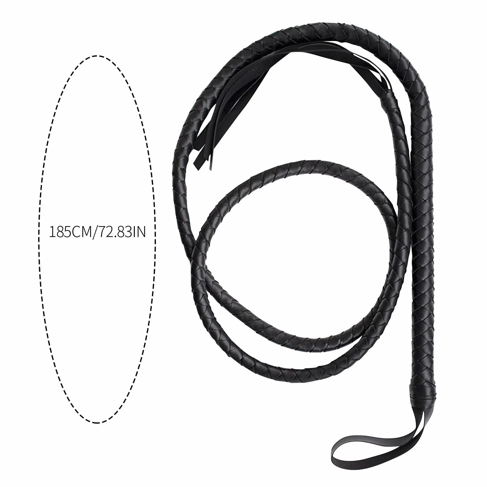Cravache d'équitation 185 cm Noire Style cowboy occidental Accessoire Halloween