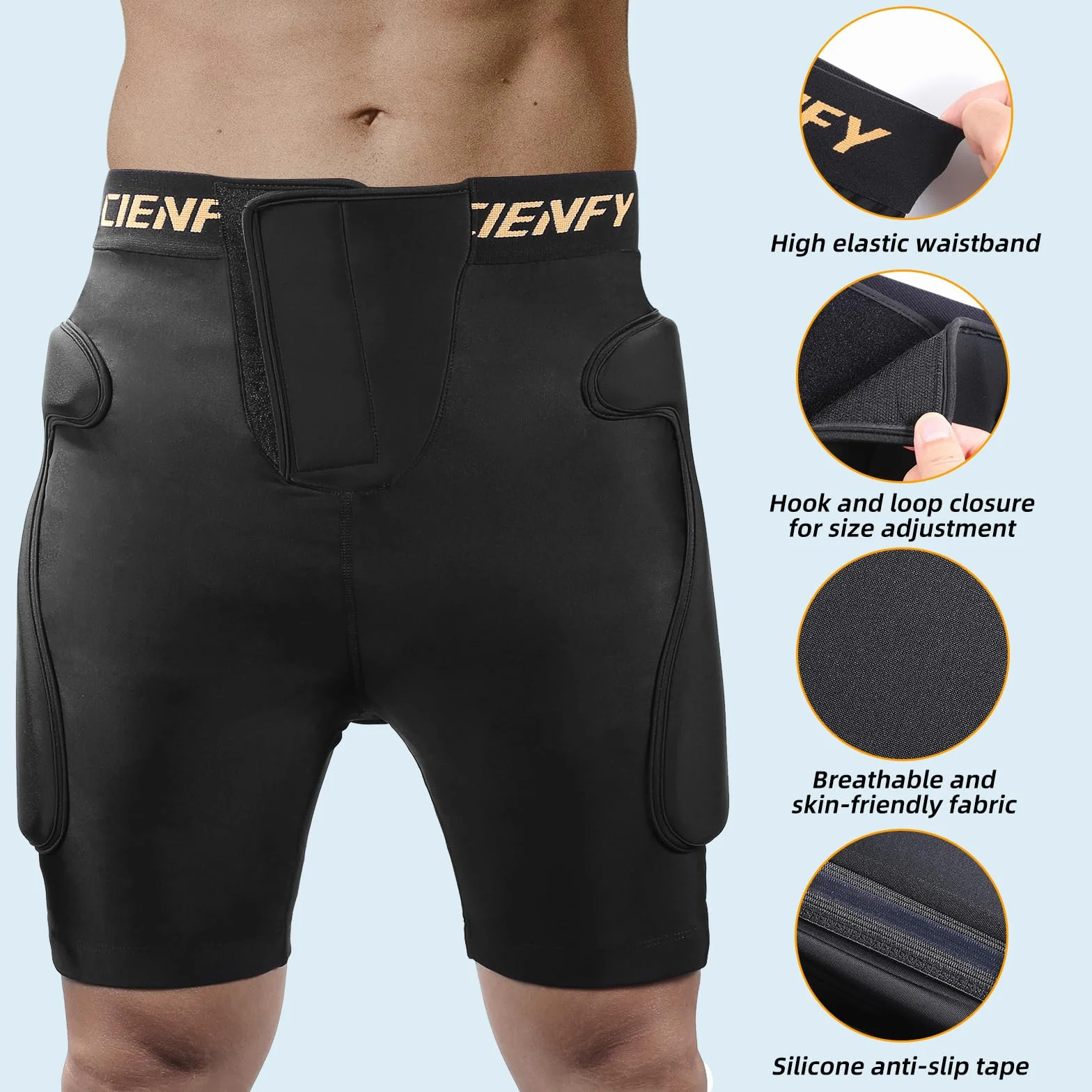 Cienfy Short de Protection 3D rembourré en EVA pour Ski Patinage Snowboard Skateboard
