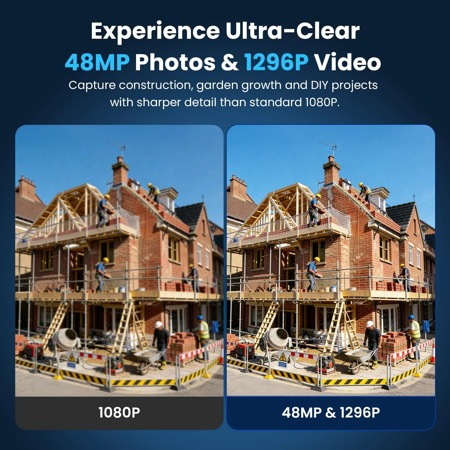 Caméra Time Lapse 1296P 48MP Zoom Numérique 6X Enregistrement 180 Jours avec Lumière LED 64 Go