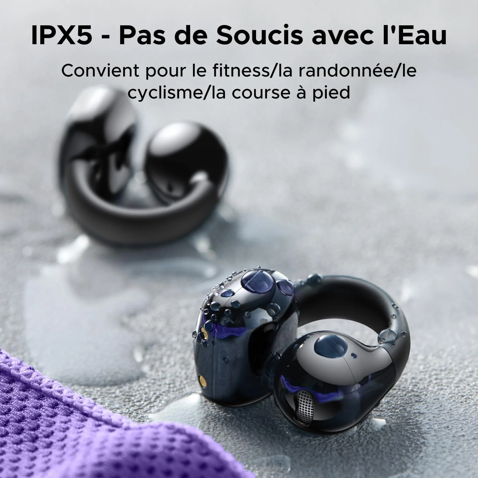 UGREEN HiTune S3 Écouteurs Bluetooth sans Fil Sport Écouteurs Clip Oreille Ouvert ENC DNN Antibruit Bluetooth 5.4 30H Autonomie USB C Charge Étanche à l'eau IPX5 pour Runing Cyclisme Noir