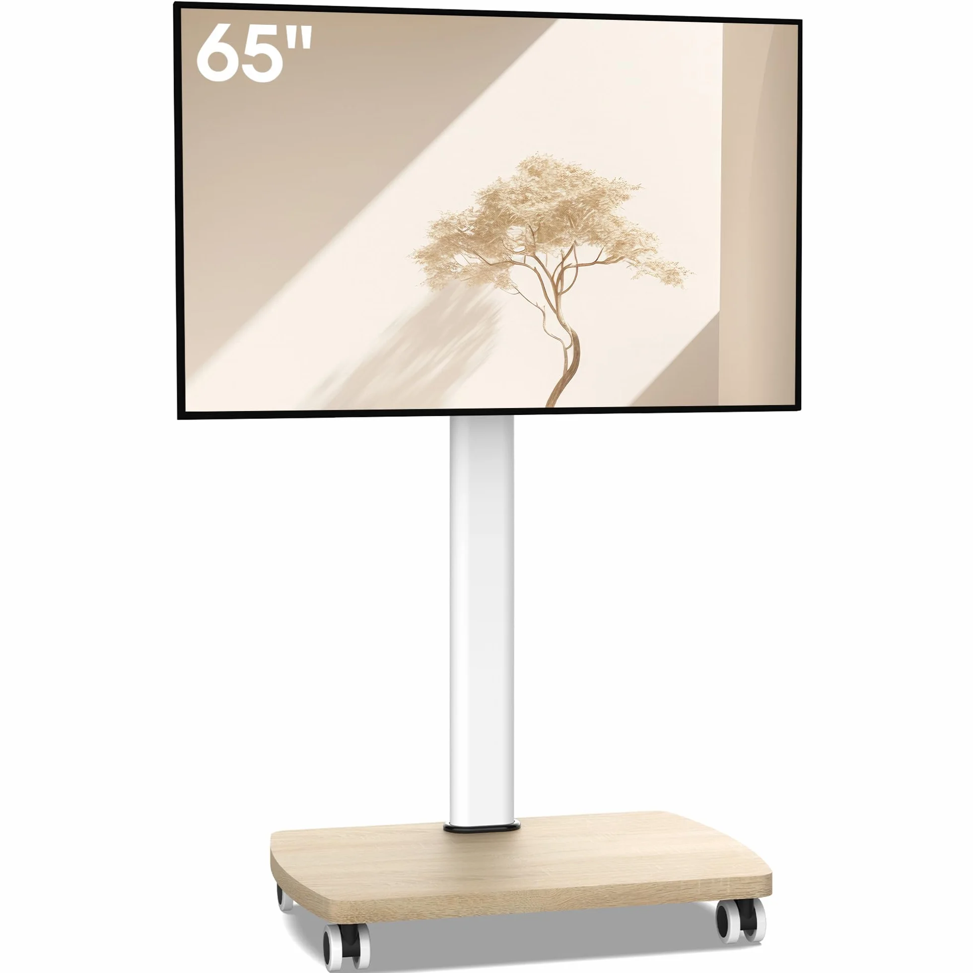 AOKCOS Support TV roulettes pour TV de 32-65 Pouces - Support TV sur Pied Plus Haut 1240 MM-1420 MM Pivotant 60° Inclinaison 12° jusqu'à 40 KG Max. VESA 400x400mm