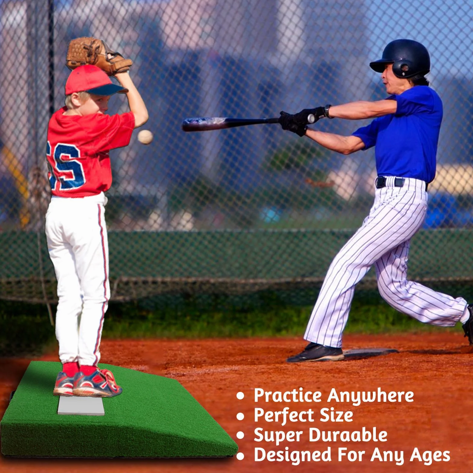 Pichet d'entraînement portable baseball 76,2x76,2x10,2 cm 65 000 points/㎡ avec poignée