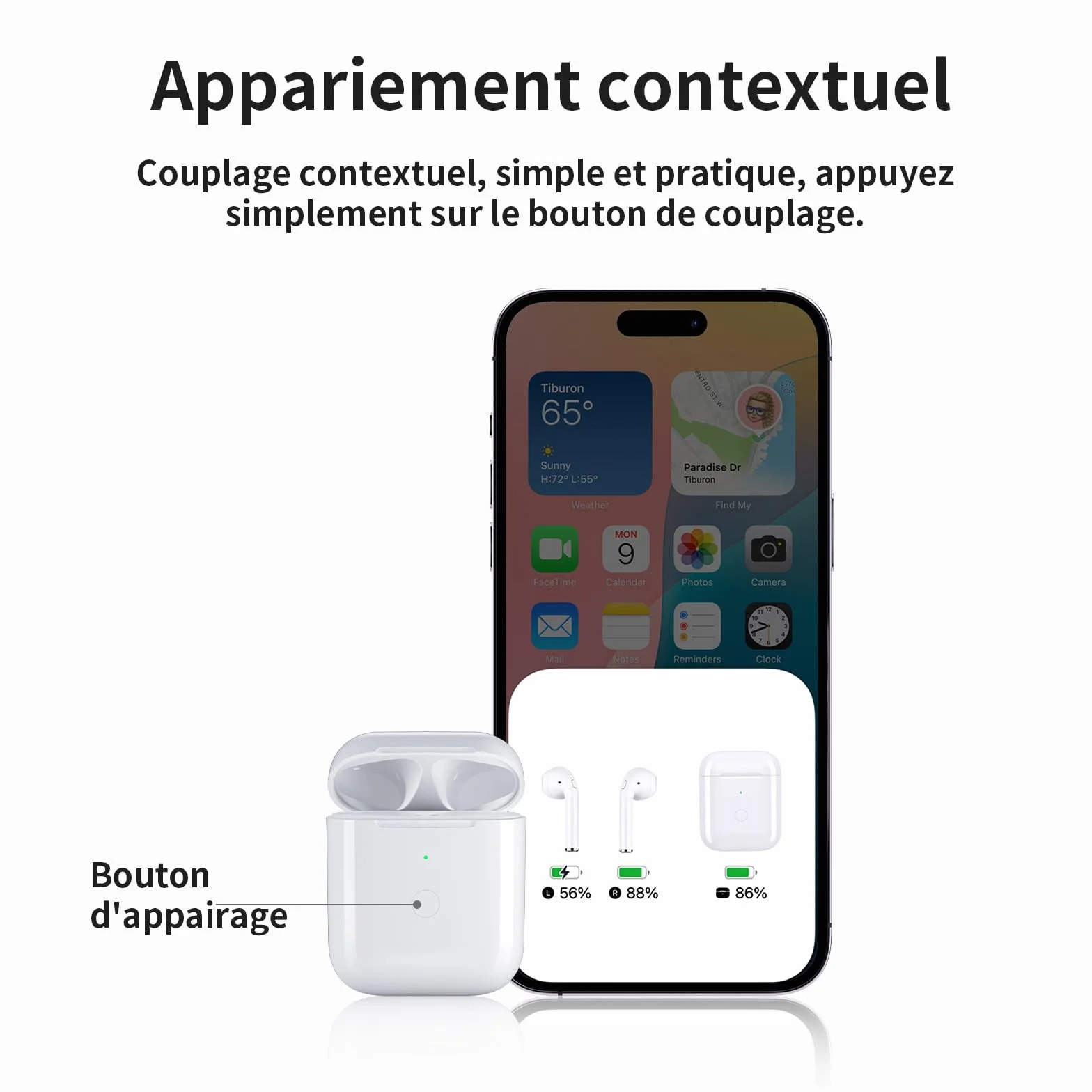 ULuck Étui de Chargement sans Fil de Remplacement Compatible avec Les Air Pods 1 et 2,étui de Chargement 700 mAh avec Bouton Bluetooth pour l'appairage